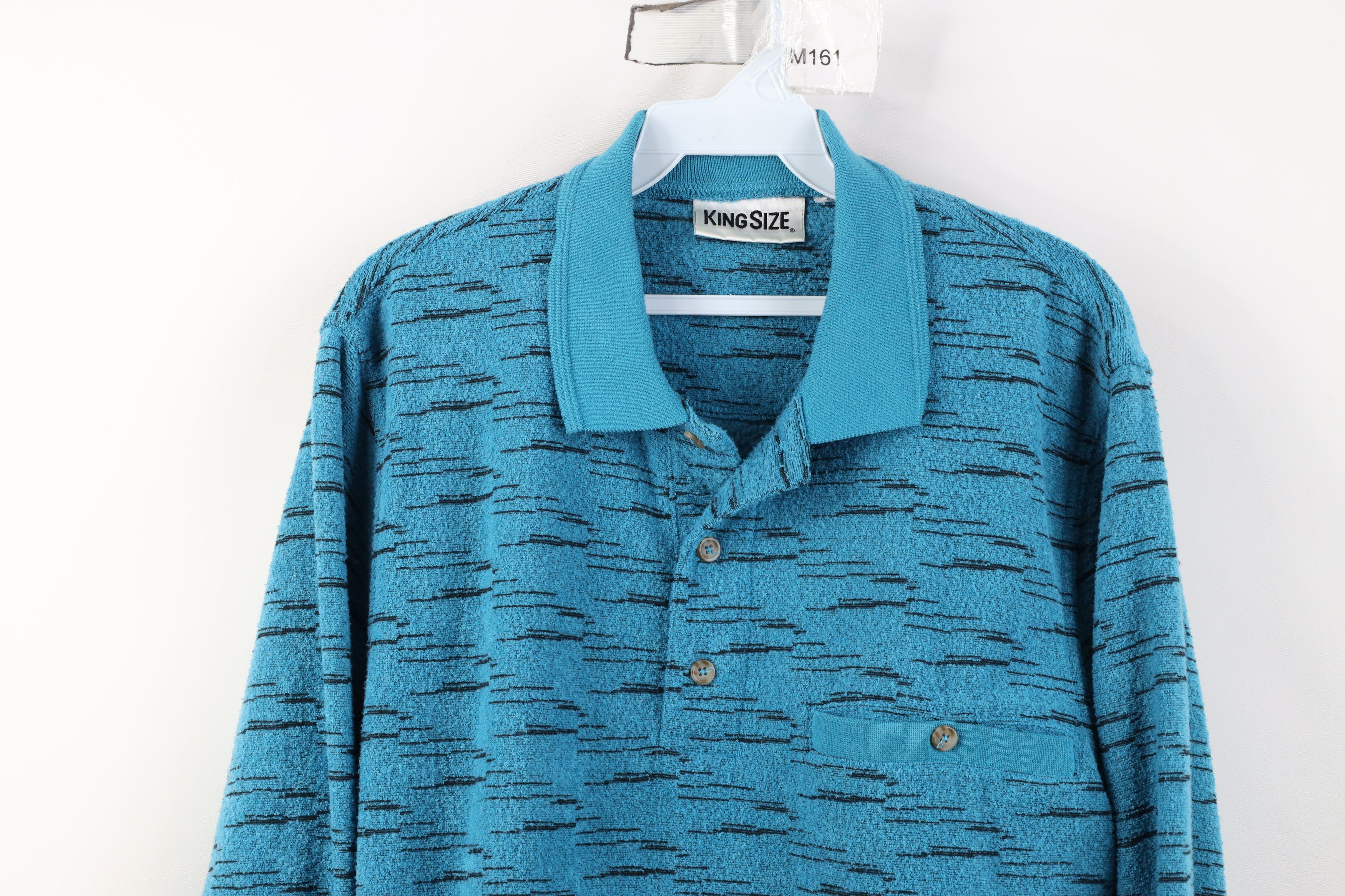Vintage Vintage 90s Streetwear Fleck Fleece Collared Sweatshirt Blue Size US XL / EU 56 / 4 - 2 Thumbnail