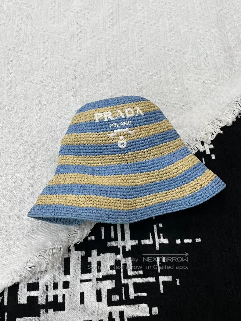 Prada Prada Size S Blue striped straw-knitted fisherman's hat Size ONE SIZE - 1 Thumbnail
