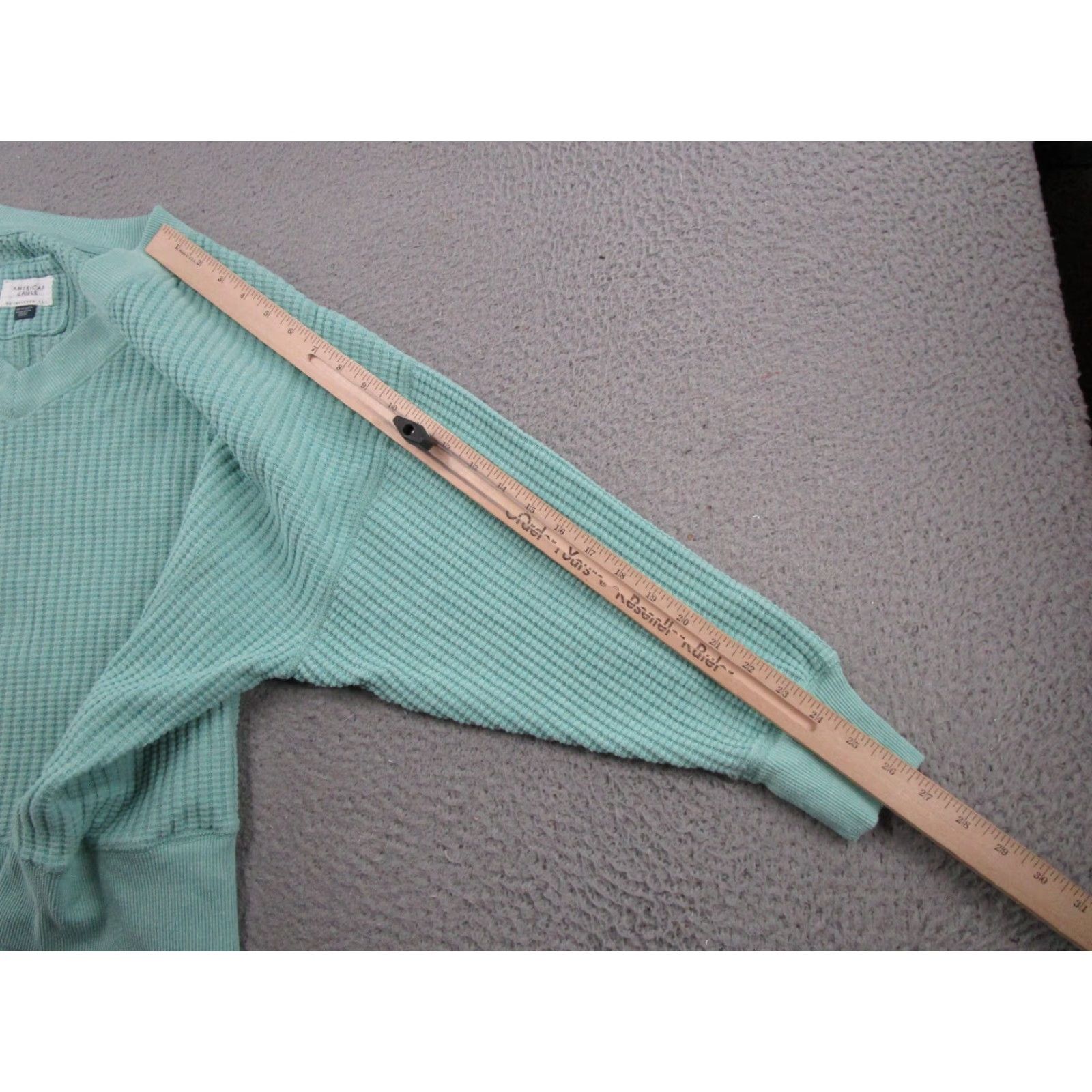 American Eagle Outfitters American Eagle Thermal Waffle Knit Pullover Oversized Sweatshirt XS Blue Size XS / US 0-2 / IT 36-38 - 7 Thumbnail