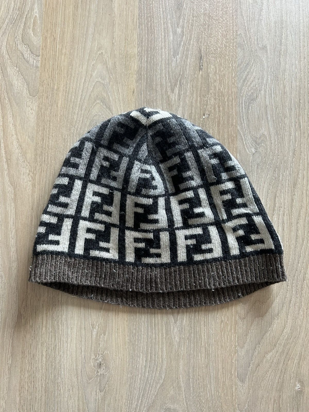 Fendi Wool/Cashmere FF Zucca Monogram Beanie Size ONE SIZE - 1 Thumbnail