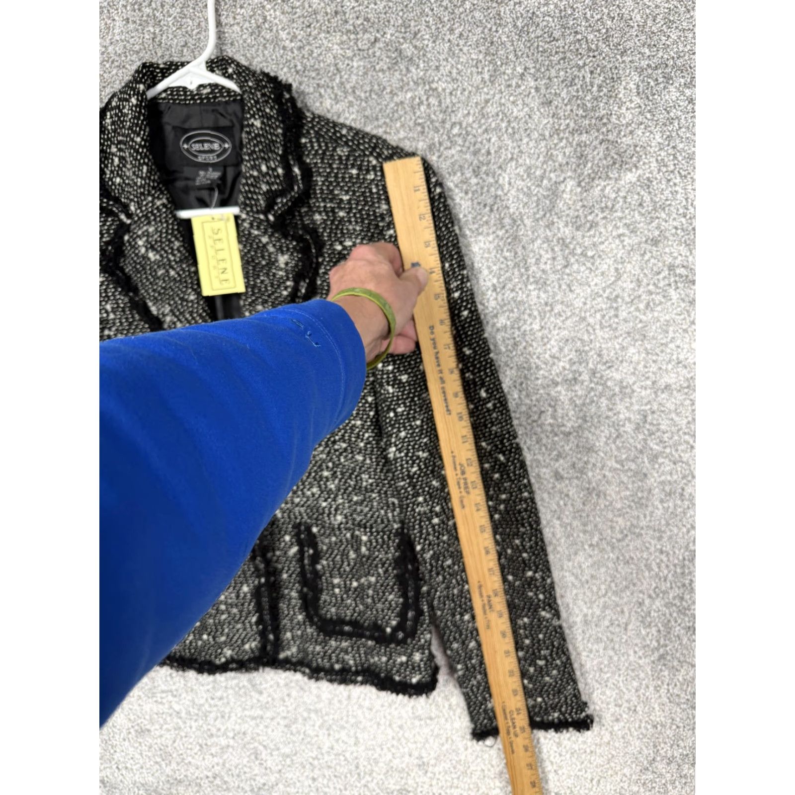 Vintage VINTAGE Selene Sport Blazer S Women Black Tweed Fringe Notched Collar Single-Breasted Pockets 90s 00s Office Casual Buttoned Size S / US 4 / IT 40 - 6 Thumbnail
