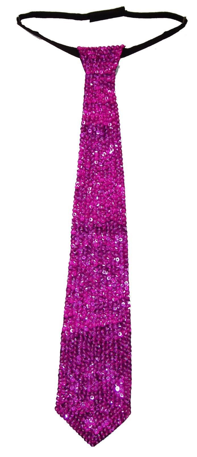 Designer Sequin Neck Tie HOT PINK FUSHIA Adult Unisex Size ONE SIZE - 1 Preview