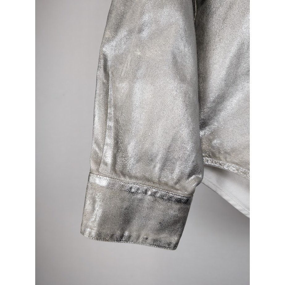 VTMNTS o1rshd1 Metallic Denim Shirt in Metallic Silver Size US M / EU 48-50 / 2 - 12 Thumbnail
