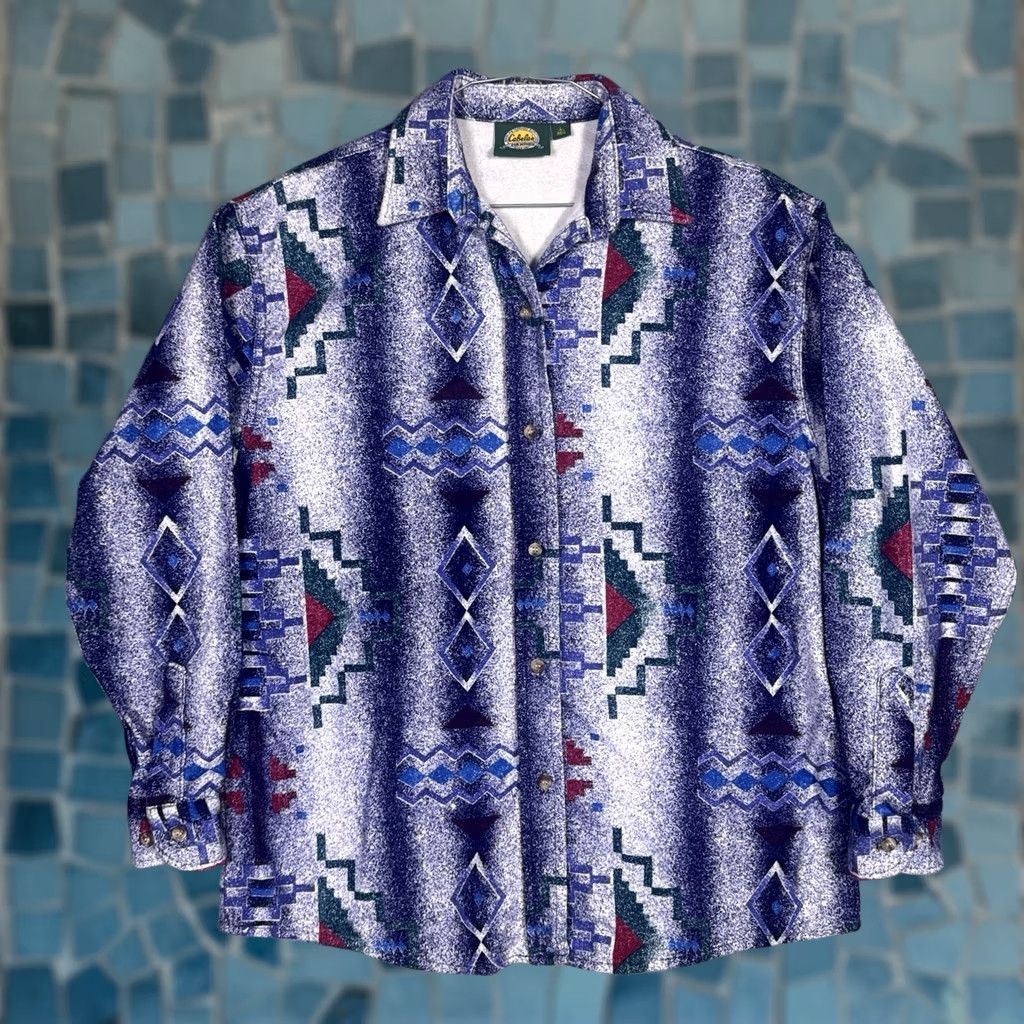 Vintage VINTAGE Cabelas Shirt Womens L Southwest Aztec Flannel USA Made Checotah Chamois Size L / US 10 / IT 46 - 1 Thumbnail