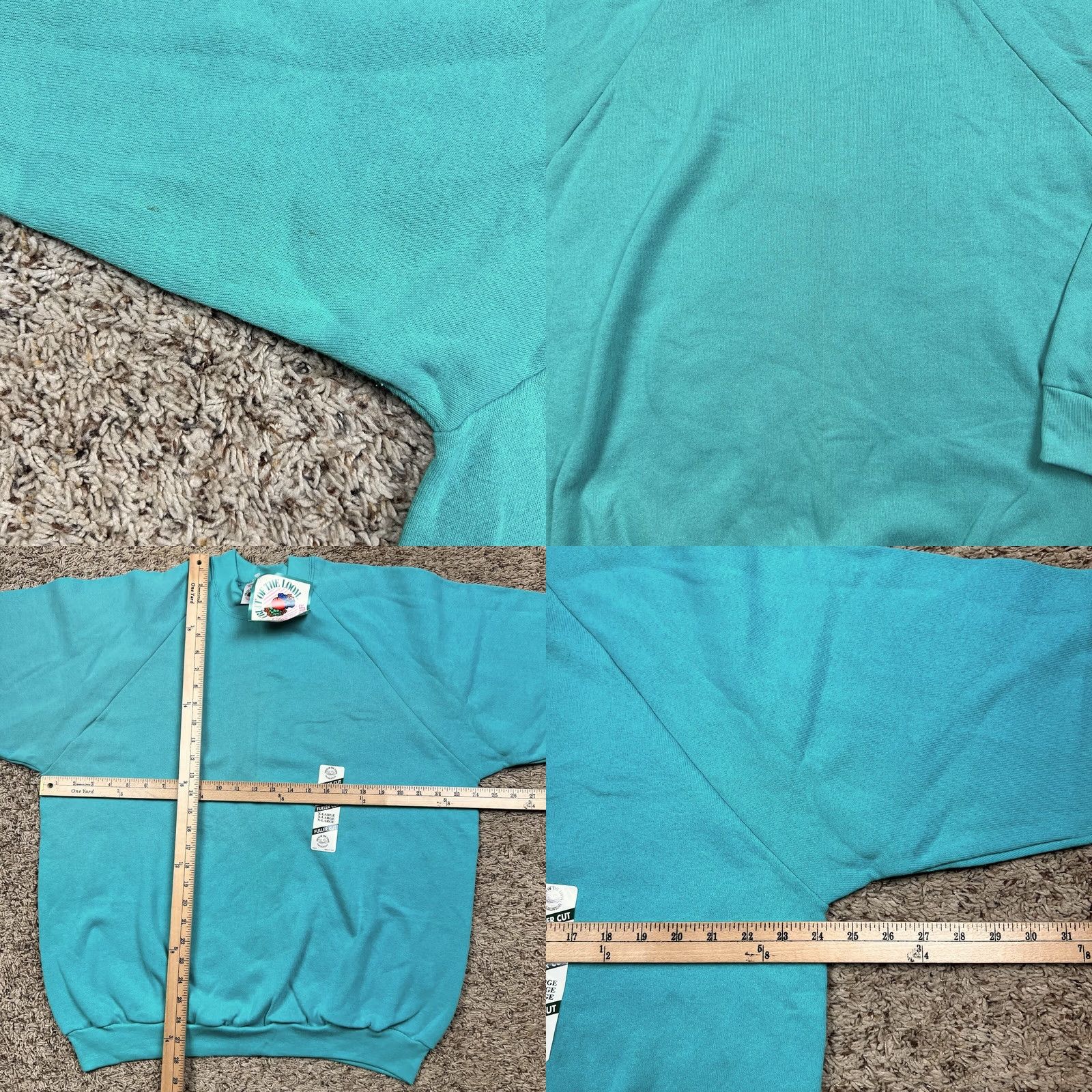 Fruit Of The Loom VINTAGE Fruit of the Loom Raglan Mockneck Sweatshirt Womens XL Teal Size XL / US 12-14 / IT 48-50 - 8 Thumbnail