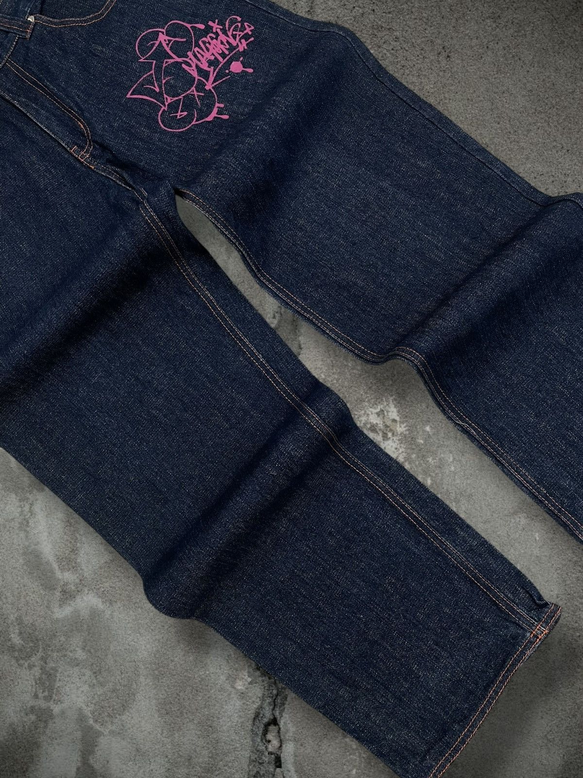 Japanese Brand Vintage Og 1990s Japan Designer Octopus Graffiti Baggy Denim Size US 31 - 6 Thumbnail