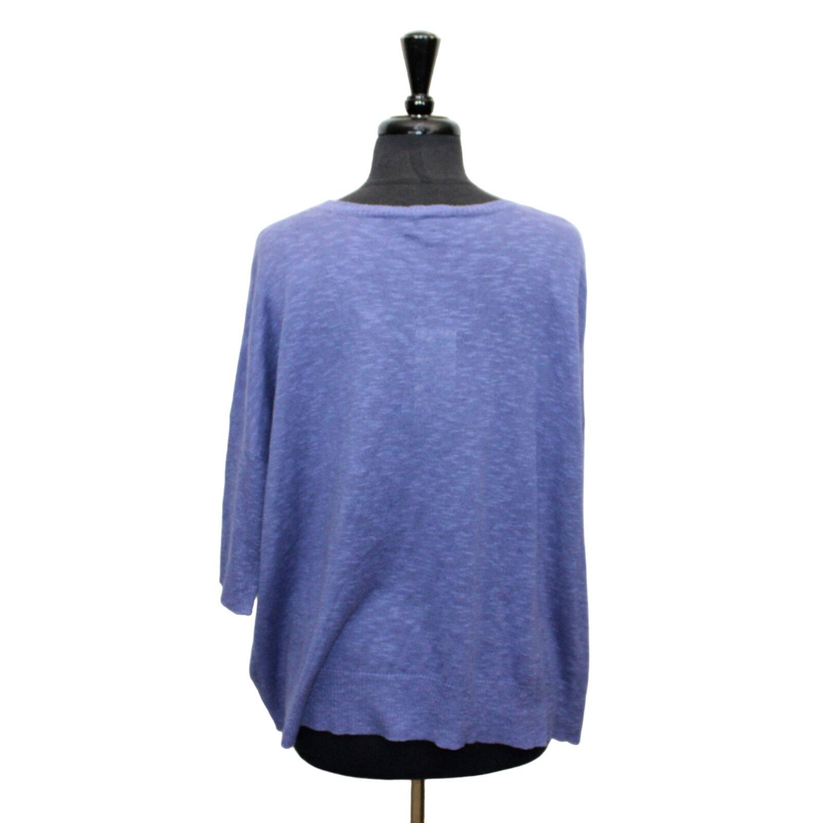 Eileen Fisher NEW EILEEN FISHER Navy Linen Cotton Scoop Neck Top L $148 Size L / US 10 / IT 46 - 3 Thumbnail