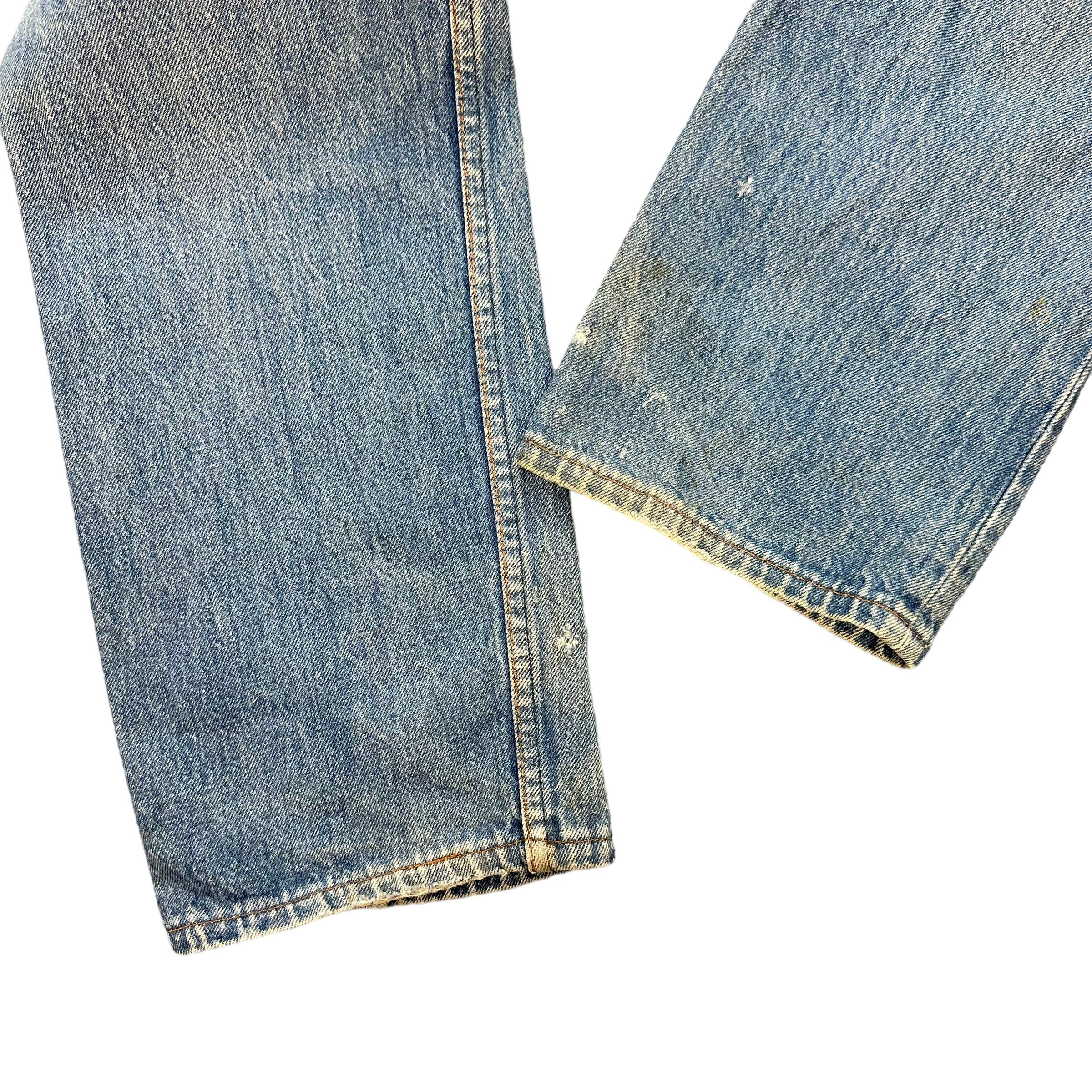 Levi's Vintage Clothing TRASHED🔥 LEVIS 501 FLY BUTTON DISTRESS DENIM PANT #8098-203 Size US 31 - 17 Thumbnail