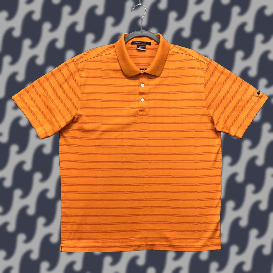 Nike Nike Tiger Woods Polo Shirt Mens Large Orange Stripe Dri-Fit Golf Performance Size US L / EU 52-54 / 3 - 1 Thumbnail