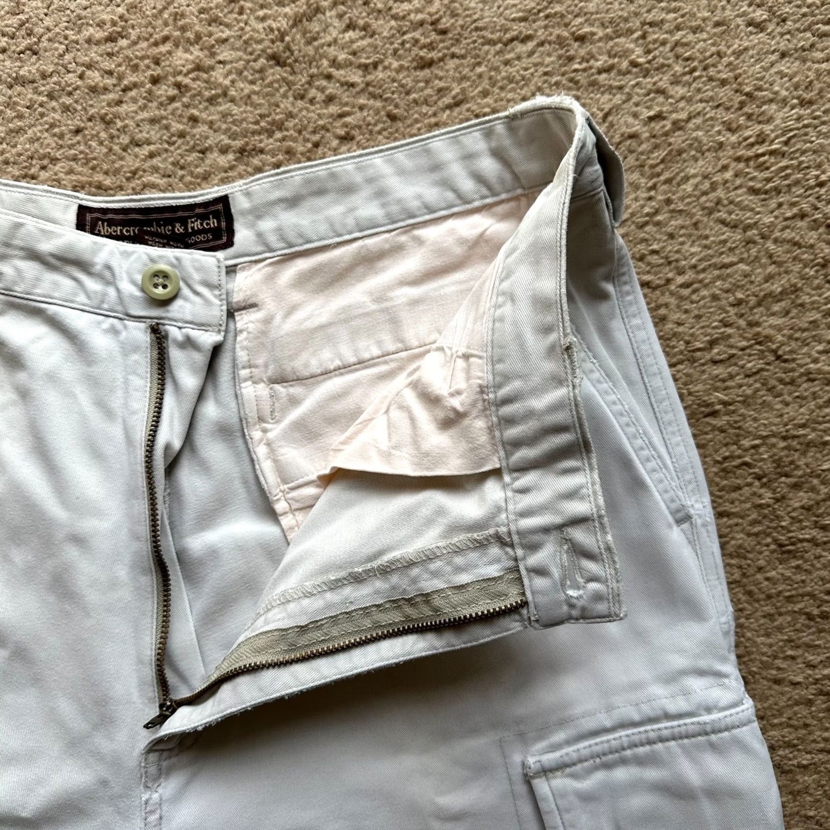 Abercrombie & Fitch VINTAGE Abercrombie & Fitch Pants Mens Cargo White 34x32 High Rise Y2K Army Paratrooper Size US 34 / EU 50 - 4 Thumbnail