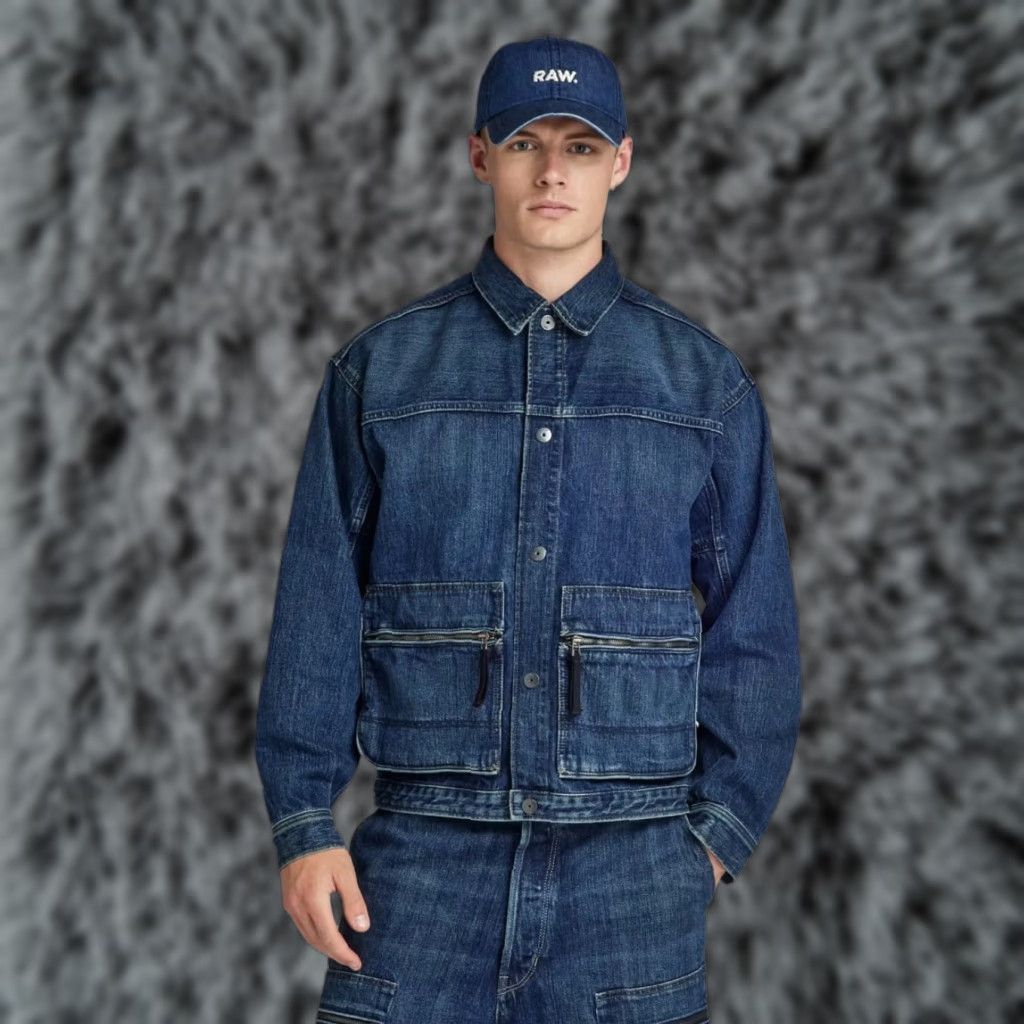 G-Star G-Star RAW Utility Coach Dakota Cargo Pocket Baggy Denim Blue Vintage Jacket Mens L Blue Denim Cargo Pockets Vintage Style Stars 90s Theme Jacket Size US L / EU 52-54 / 3 - 1 Thumbnail