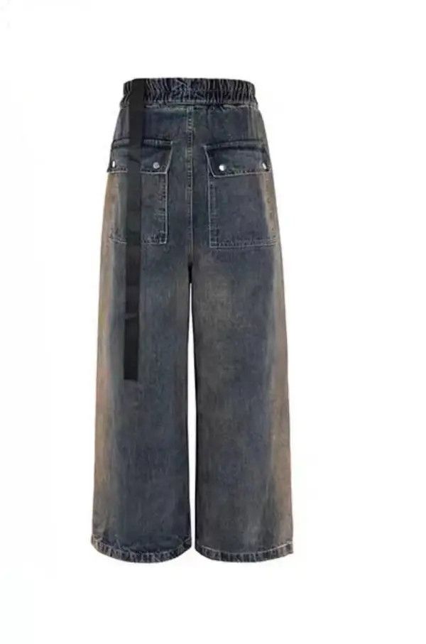VIBE Retro wash gradient drawstring work wide leg jeans Size US 34 / EU 50 - 6 Thumbnail