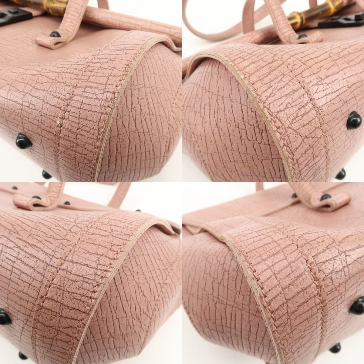 Gucci Gucci Bamboo Embossed Leather Shoulder Bag Pink Size ONE SIZE - 5 Thumbnail
