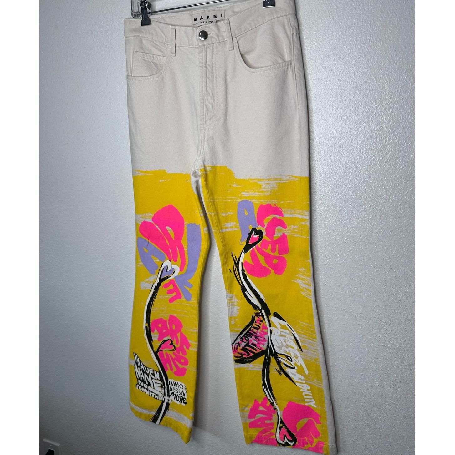 Marni Marni Floral Print Flared Floral Painted Denim Jeans 31 Size 31" - 2 Thumbnail