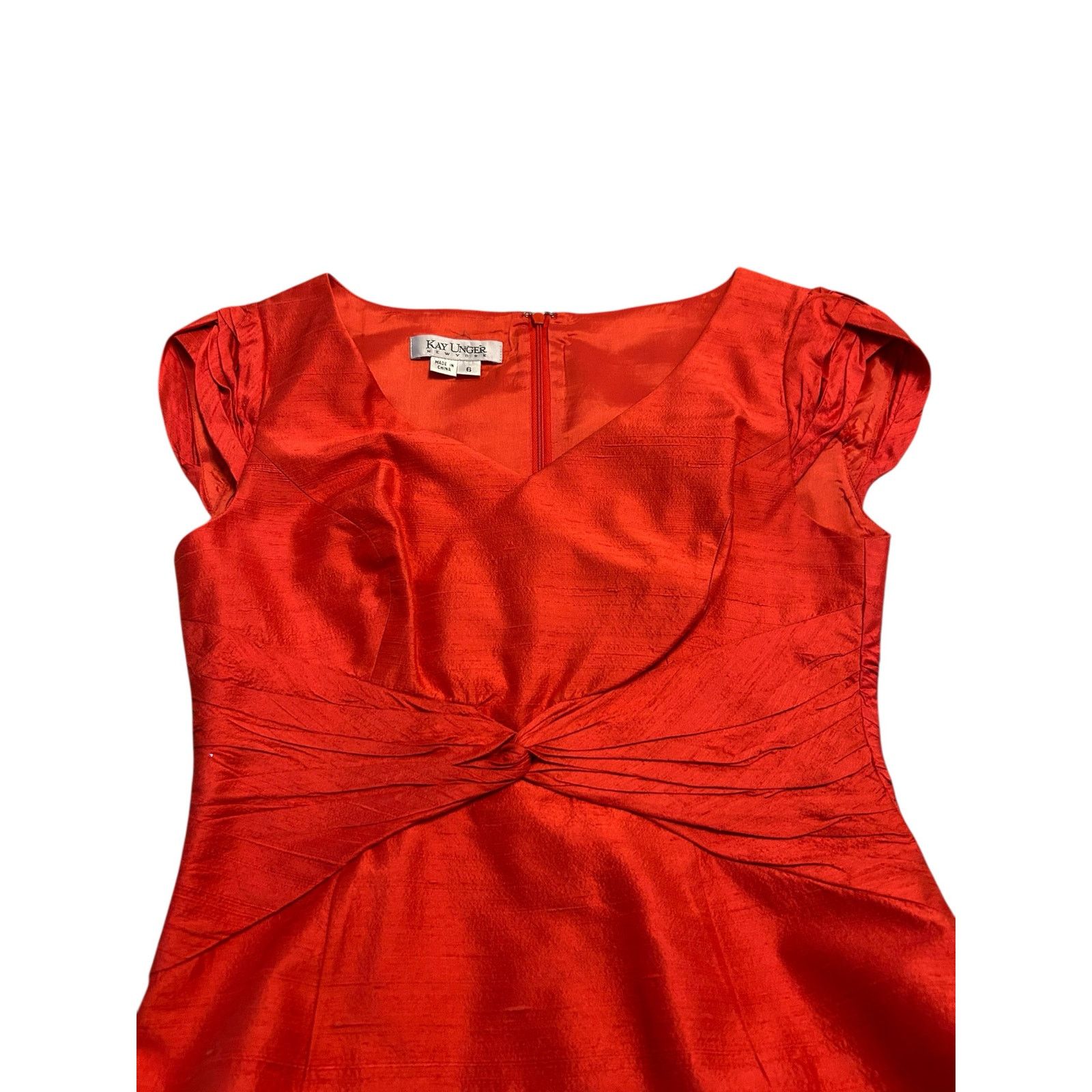Other Kay Unger New York Orange Twist Waist Dress - Size 6 Size M / US 6-8 / IT 42-44 - 10 Thumbnail