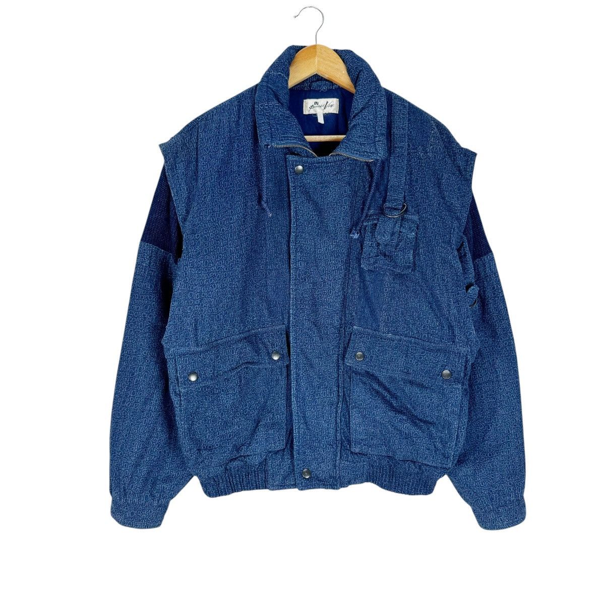 Issey Miyake 🌟VINTAGE 80s VISE DENIM BONDAGE BOMBER JACKET Size US M / EU 48-50 / 2 - 5 Thumbnail