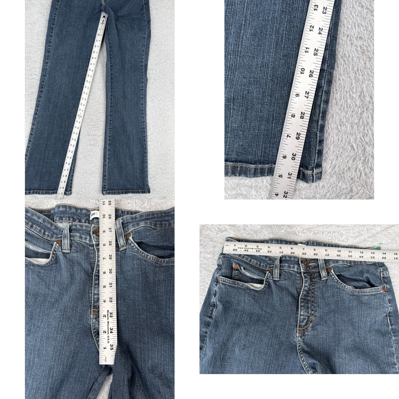 Lee Lee Jeans Women 10 Blue Denim Mid Rise Flared 28x31 Cotton Blend Pockets Regular 31 Inseam USA Vintage: No Size 32" / US 10 / IT 46 - 8 Thumbnail