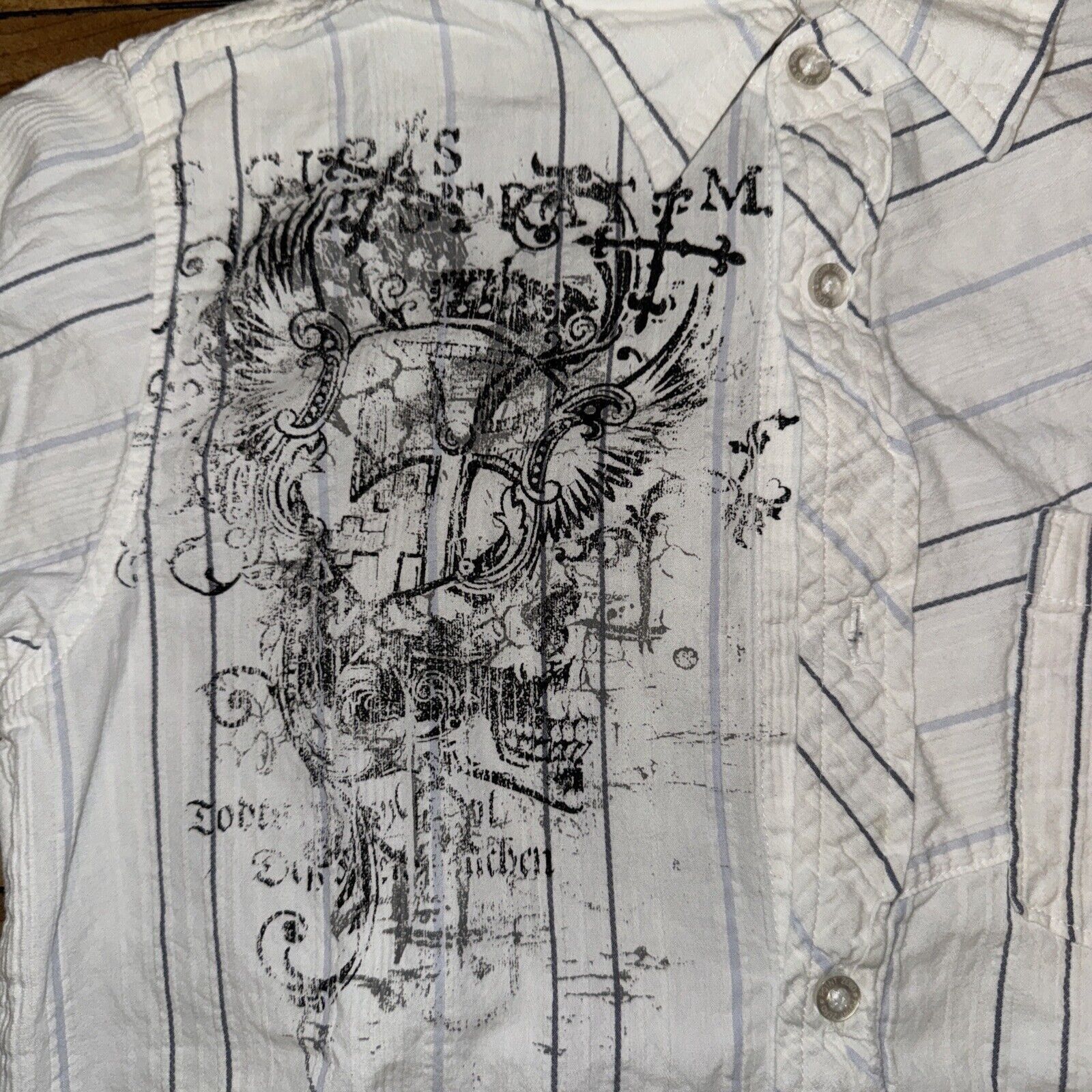 Japanese Brand × Point Zero × Vintage Y2K Point Zero Button Up Shirt Medium 16x22 Kids White Size US XXS / EU 40 - 2 Thumbnail