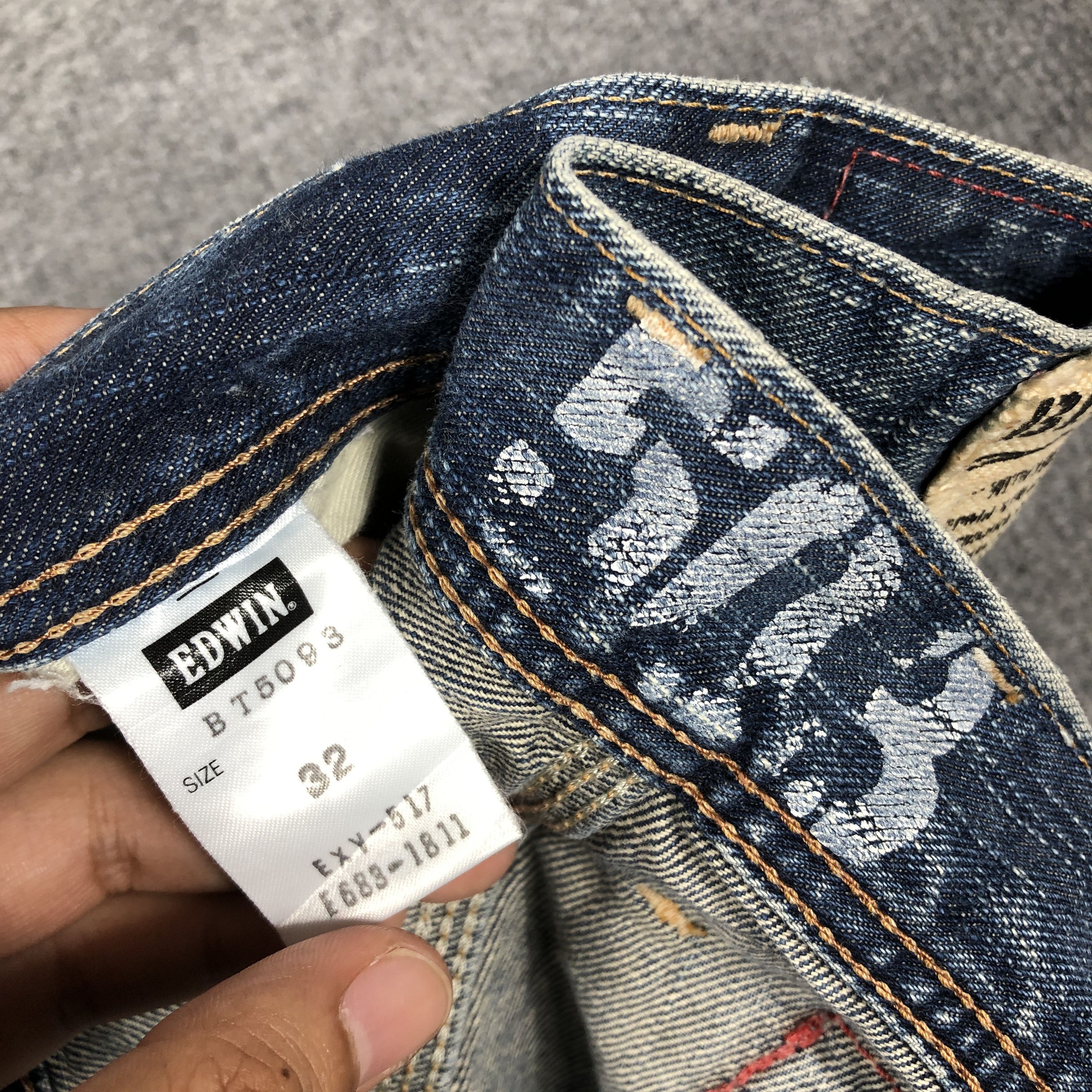 Edwin × Vintage Vintage Edwin 503 Blue Trip Short Jeans L1199 Size US 34 / EU 50 - 8 Thumbnail