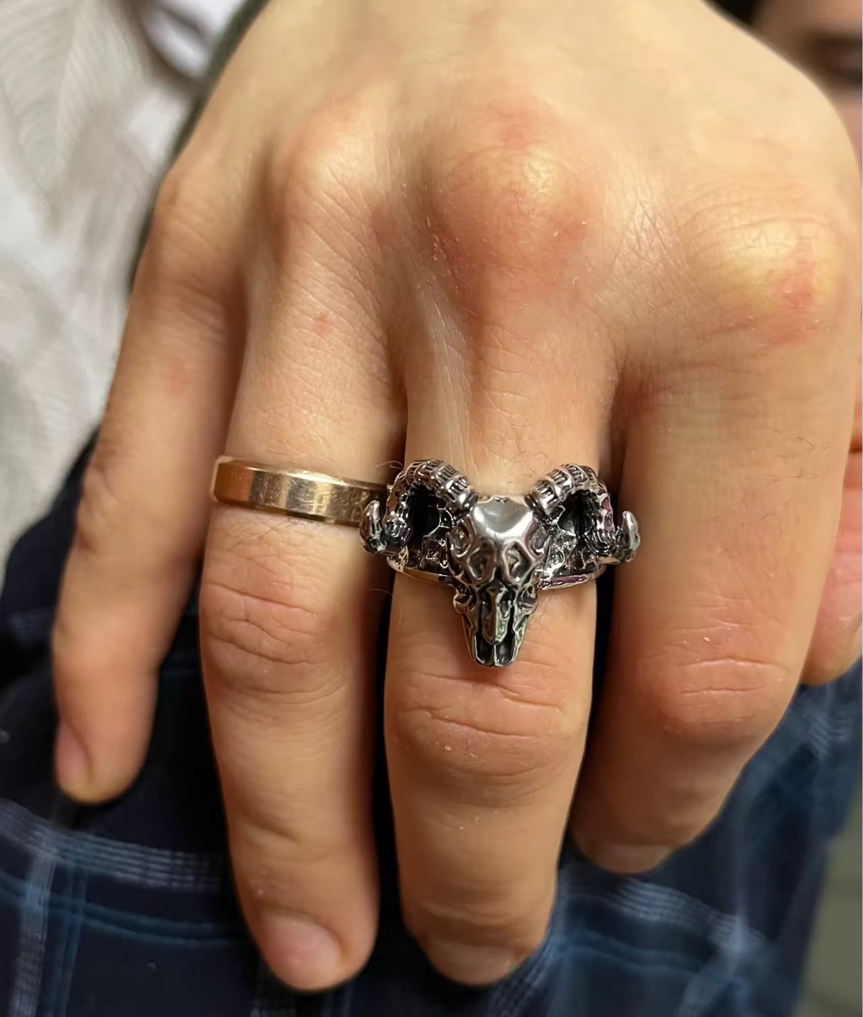 Other Vintage Punk Sheep Head Resizeable Ring Size ONE SIZE - 1 Thumbnail