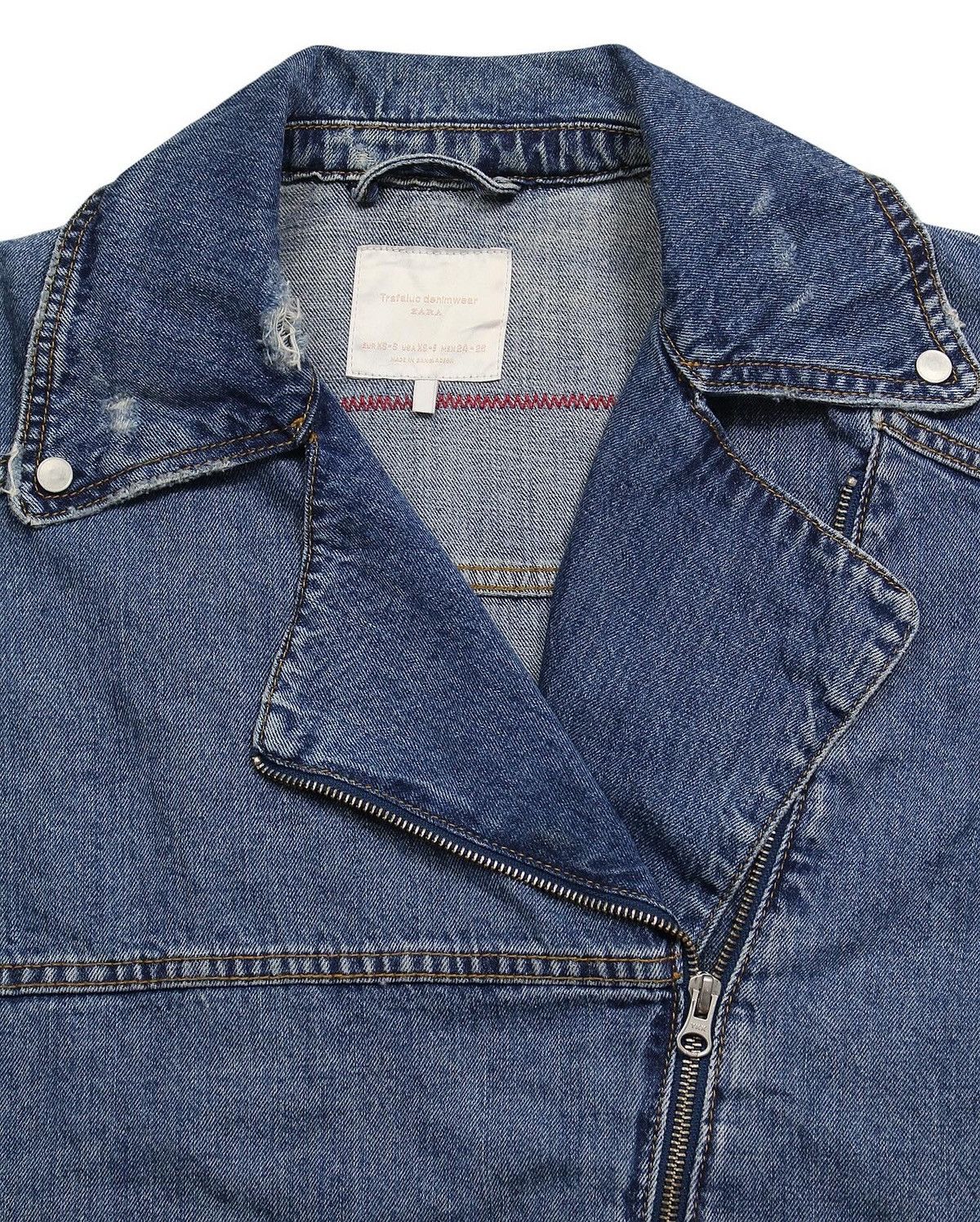 Vintage × Zara ZARA TRAFALUC DENIMWEAR BACK PRINT BIKER JACKET Size US S / EU 44-46 / 1 - 2 Thumbnail