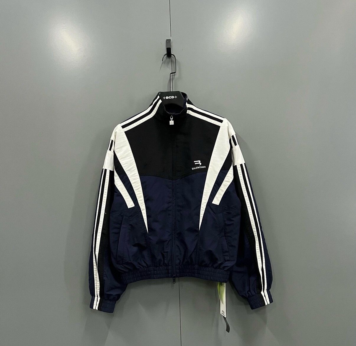 Balenciaga Balenciaga Striped Logo Stand Collar Jacket J41 Size US XS / EU 42 / 0 - 1 Thumbnail