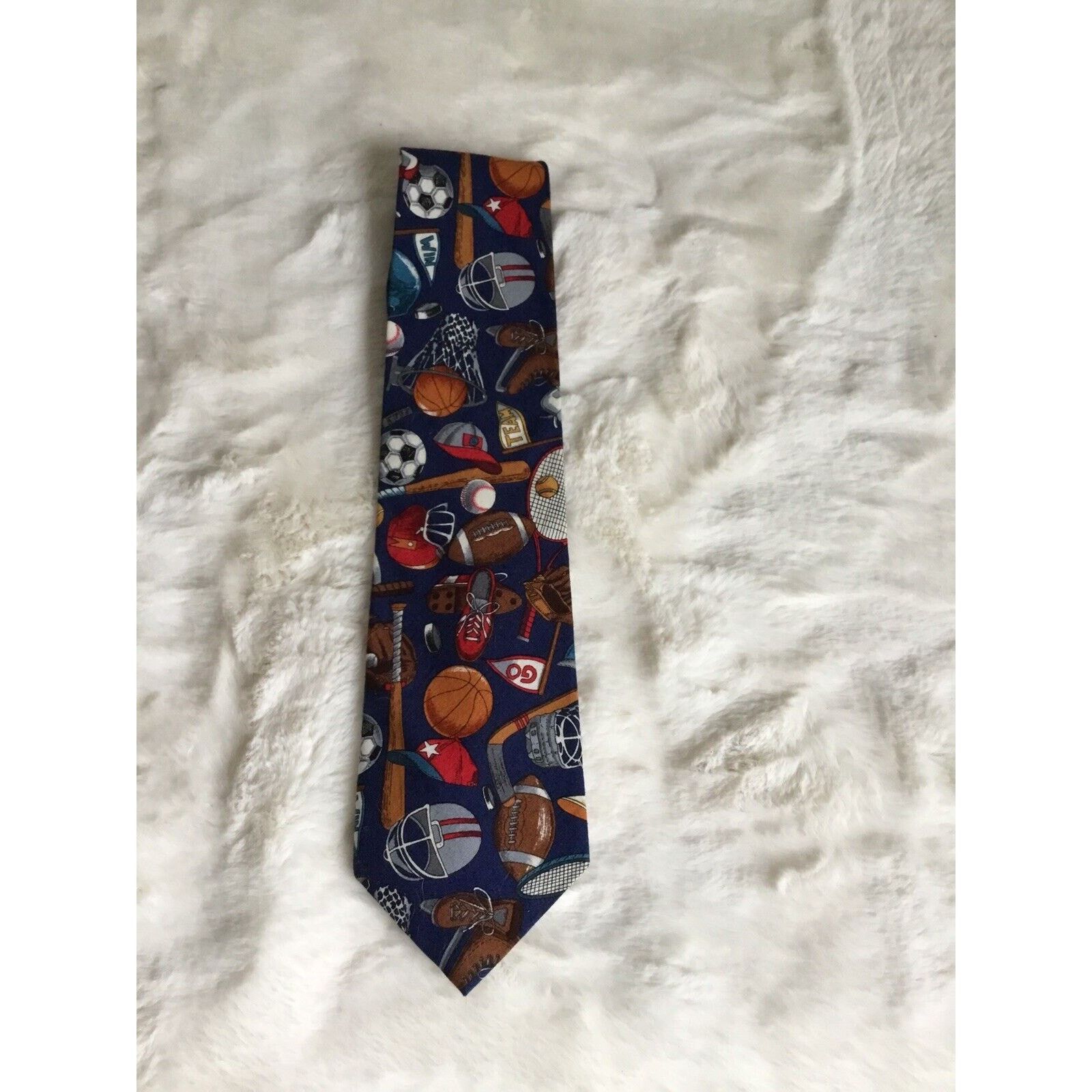 & Other Stories Bean McGee Tie Sports Football Baseball Hockey 100% Cotton Size ONE SIZE - 2 Thumbnail