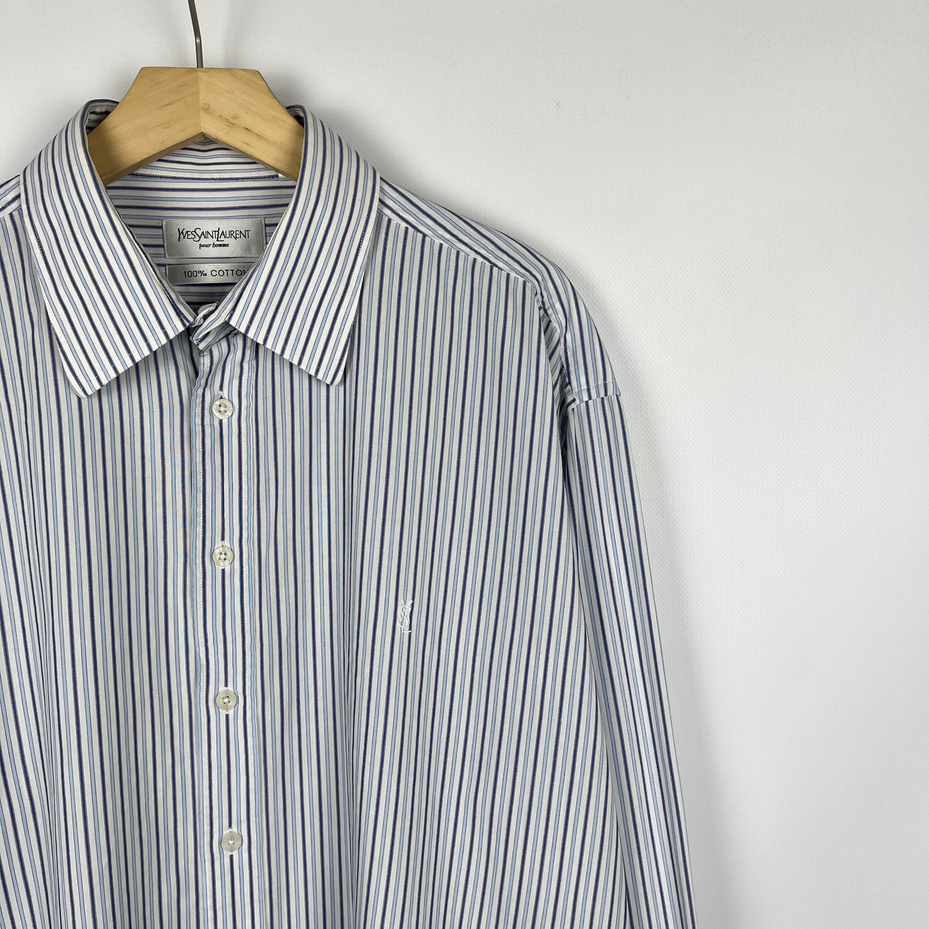 Yves Saint Laurent Yves Saint Laurent YSL Stripped Long Sleeve Button Up Shirt Size US XL / EU 56 / 4 - 2 Thumbnail