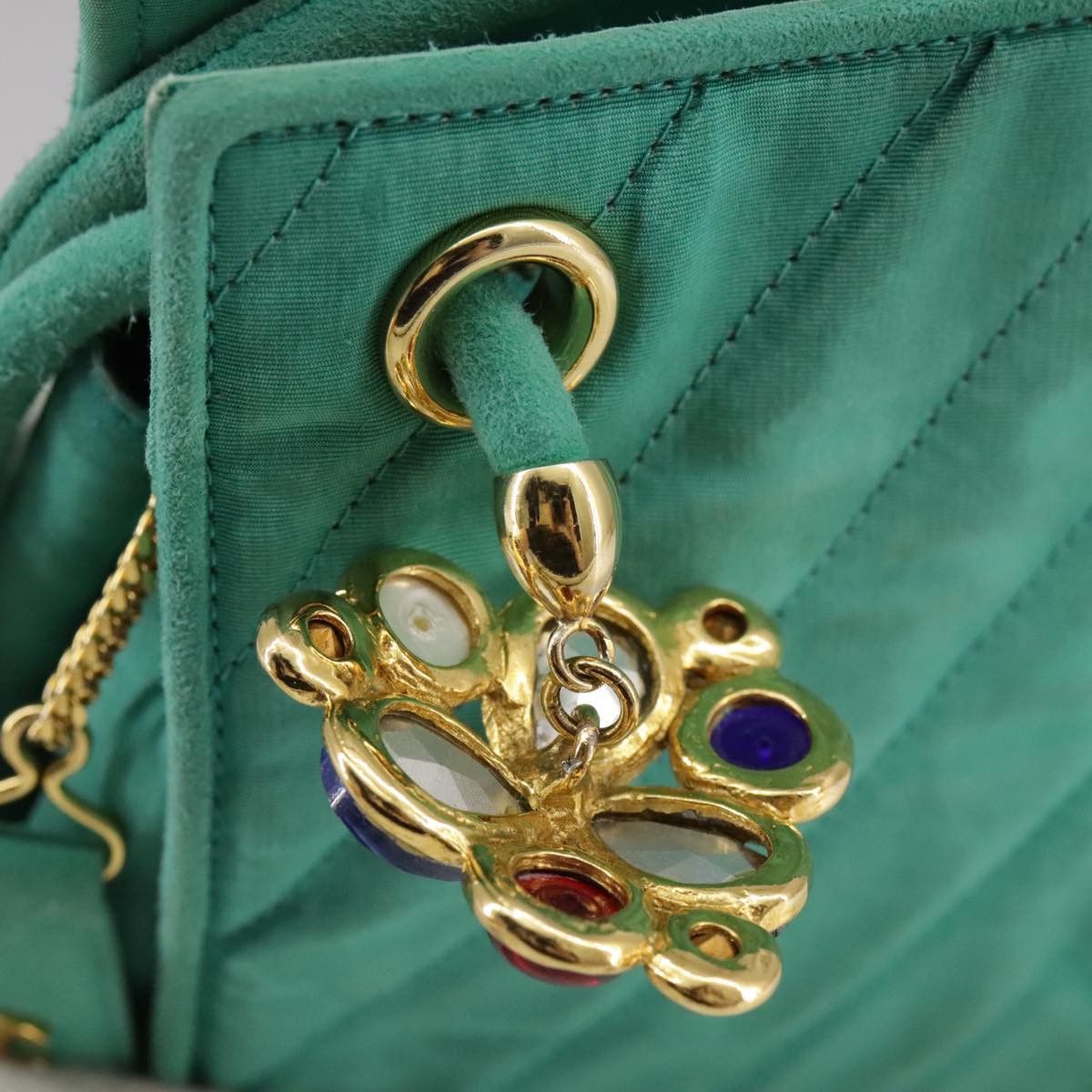 Chanel CHANEL V Stitch Shoulder Bag Nylon Green Gold CC Size ONE SIZE - 15 Thumbnail