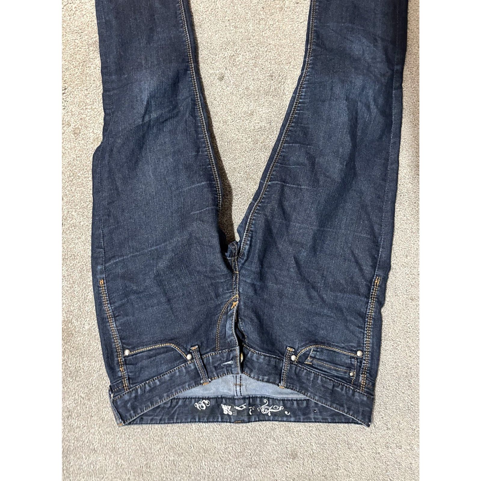 Express Express Zelda Jeans 6R Slim Fit Ultra Low Rise Dark Wash Blue Denim Jeans Women's Skinny Jegging 5-Pocket Express Logo Button Zipper Vintage No N/A Size 28" / US 6 / IT 42 - 4 Thumbnail