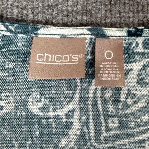 Vintage Chicos Shirt Floral Print Long Sleeve Tunic Top Paisley Lightweight Blue Size 0 Womens Size XS / US 0-2 / IT 36-38 - 4 Thumbnail