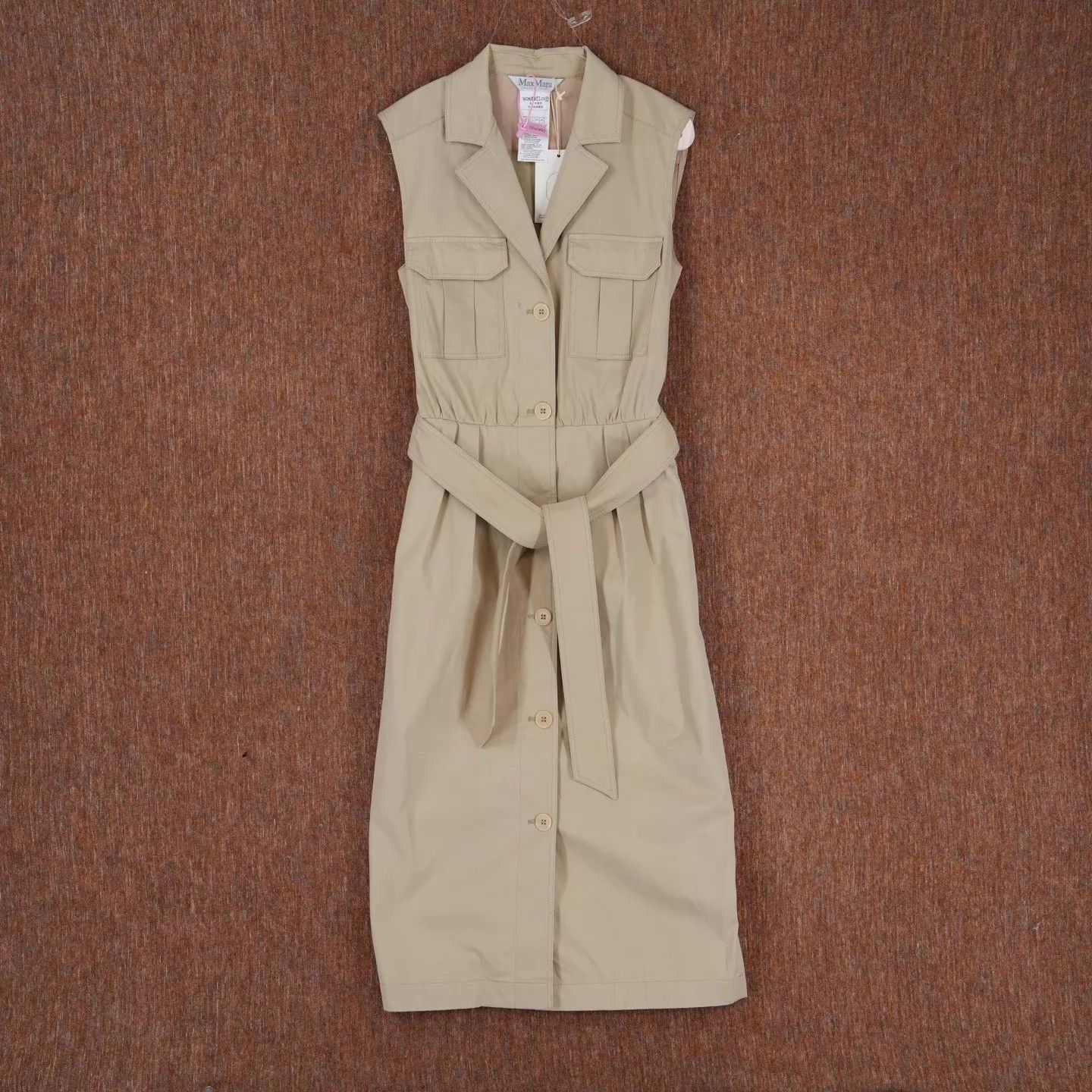 Max Mara MaxMara sleeveless khaki dress 36 98 Size XS / US 0-2 / IT 36-38 - 1 Thumbnail
