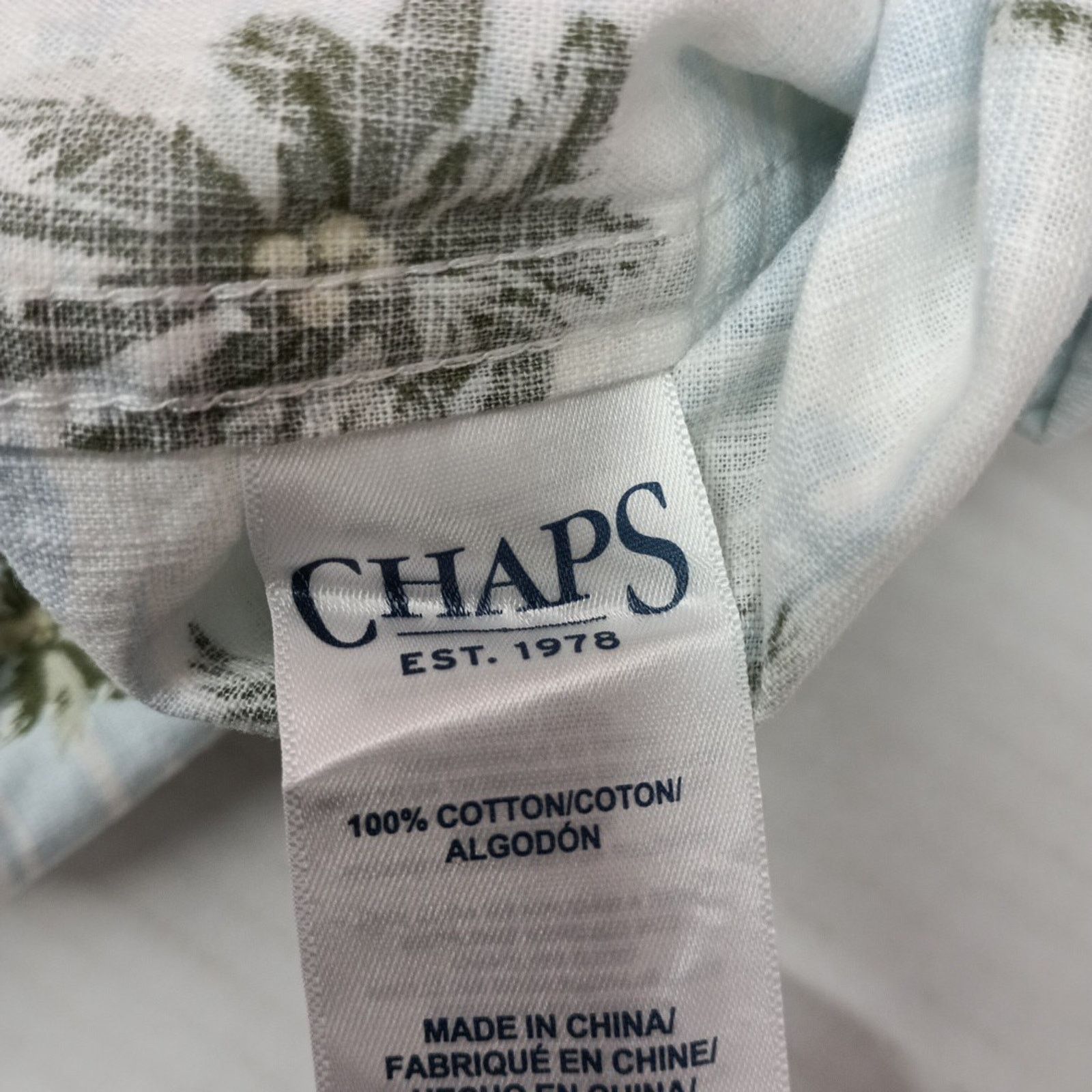 Chaps Chaps Chambray Woven Shirt Men's 2XL White Sand Floral Print Size US XXL / EU 58 / 5 - 6 Thumbnail
