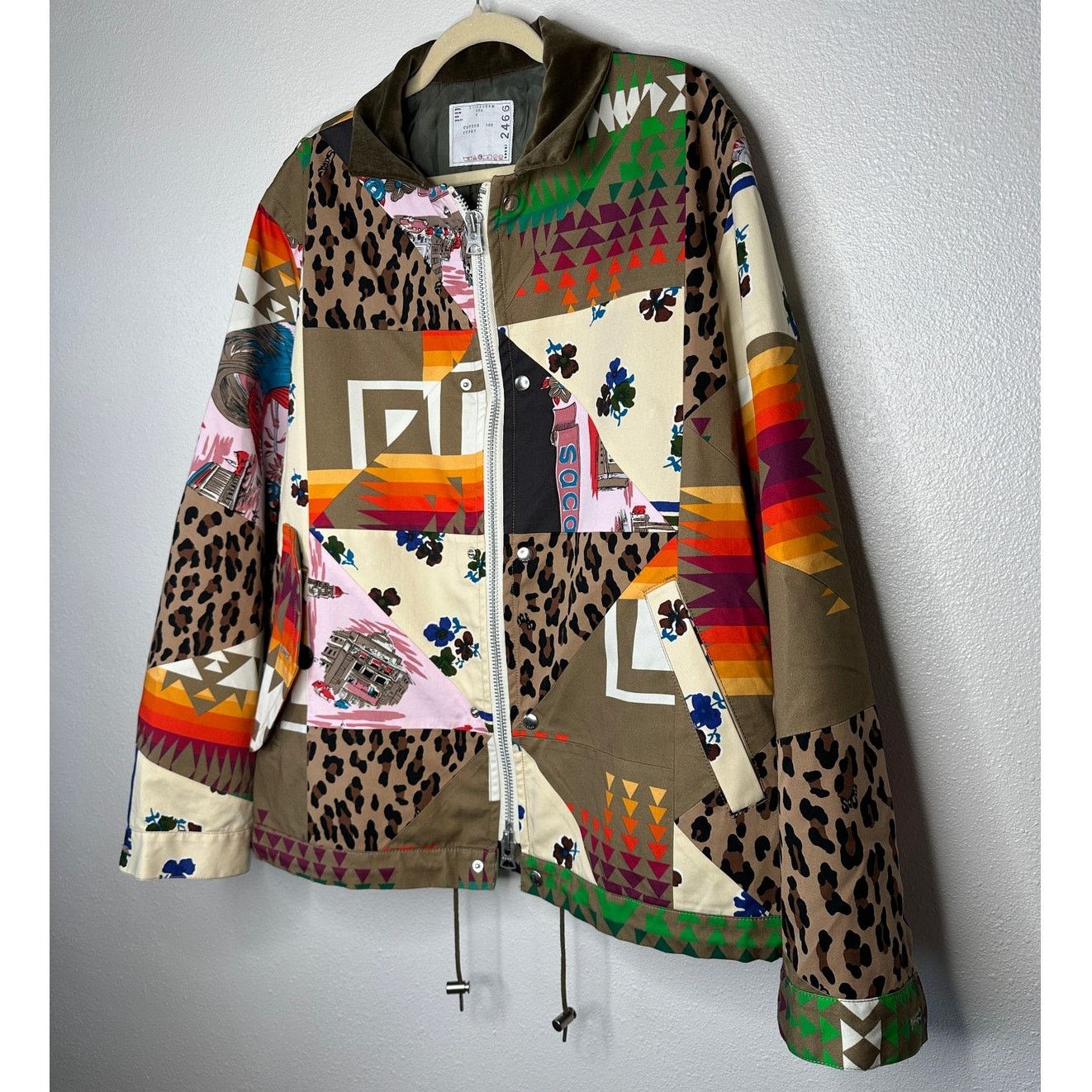 Sacai Sacai Tan Mixed Print Patchwork Velvet Collar Jacket 4 / XL Size US XL / EU 56 / 4 - 4 Thumbnail