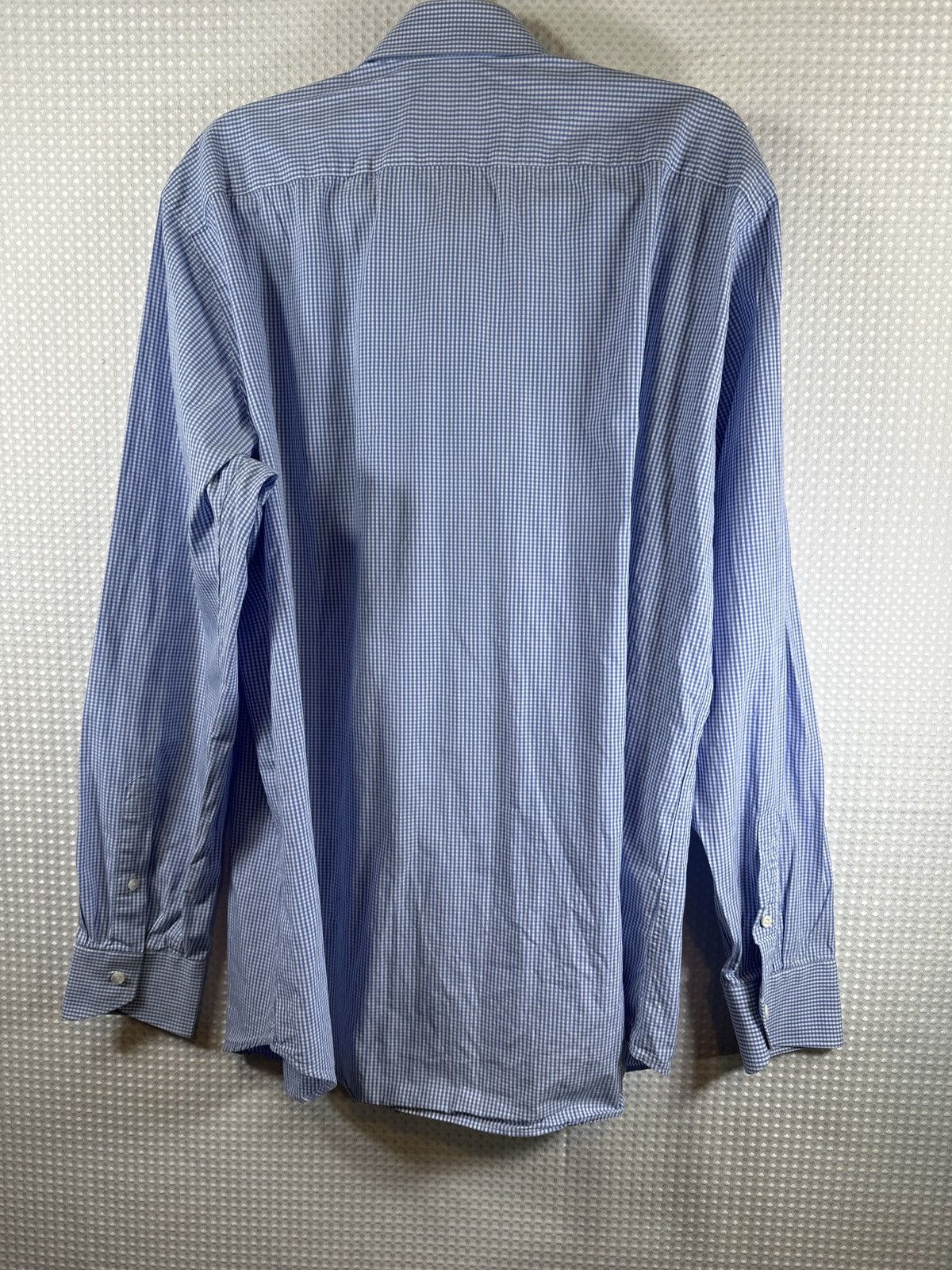 Canali Canali Blue Mini Check Dress Shirt – Made in Italy Size US XL / EU 56 / 4 - 2 Thumbnail