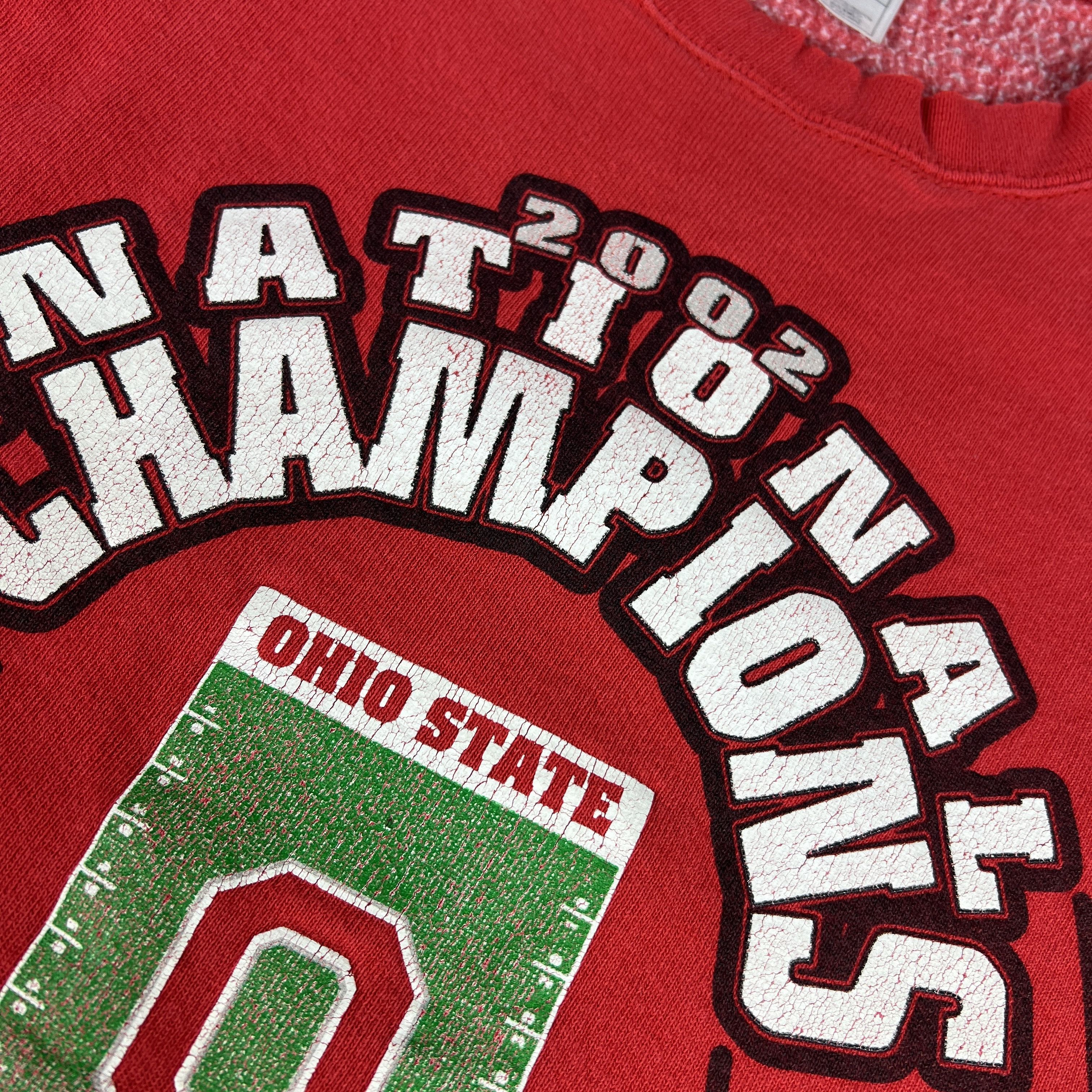 Fruit Of The Loom × NCAA × Vintage Y2K Ohio State Buckeyes Sweatshirt Red Thrashed Crewneck Size US XL / EU 56 / 4 - 7 Thumbnail