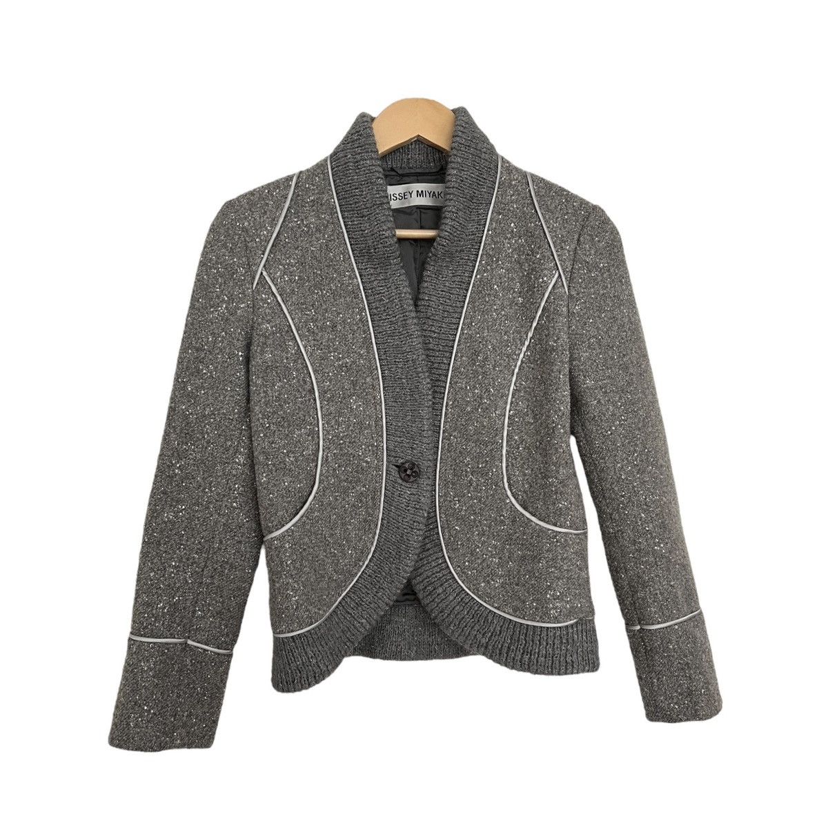 Issey Miyake Issey miyake glitter piping line wool jacket 1/2 Size S / US 4 / IT 40 - 1 Thumbnail