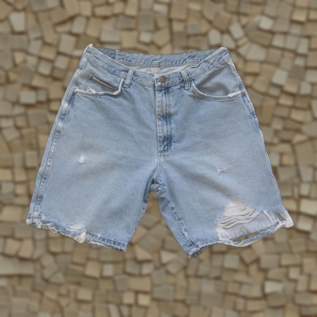 Wrangler VINTAGE Wrangler Jeans Shorts 90s Y2K Retro Work Distressed Blue 100% Cotton SZ 34 Regular Mens Size US 34 / EU 50 - 1 Thumbnail