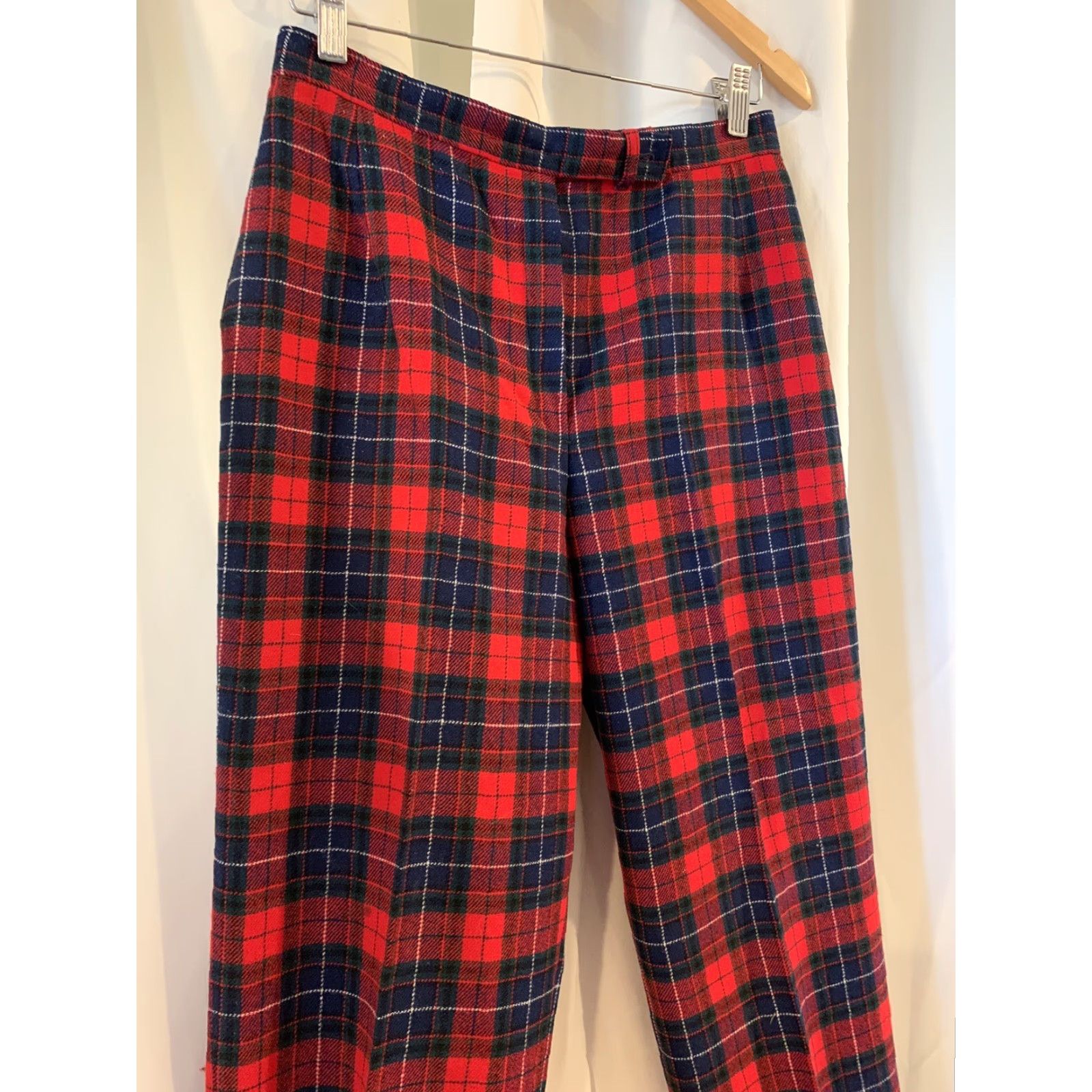 Pendleton VINTAGE Pendleton Pants Womens 12 Red Wool Plaid Straight Leg 27in Inseam Dress Pants Capable Casual Mens Womens Girls Size 34" / US 12 / IT 48 - 2 Thumbnail