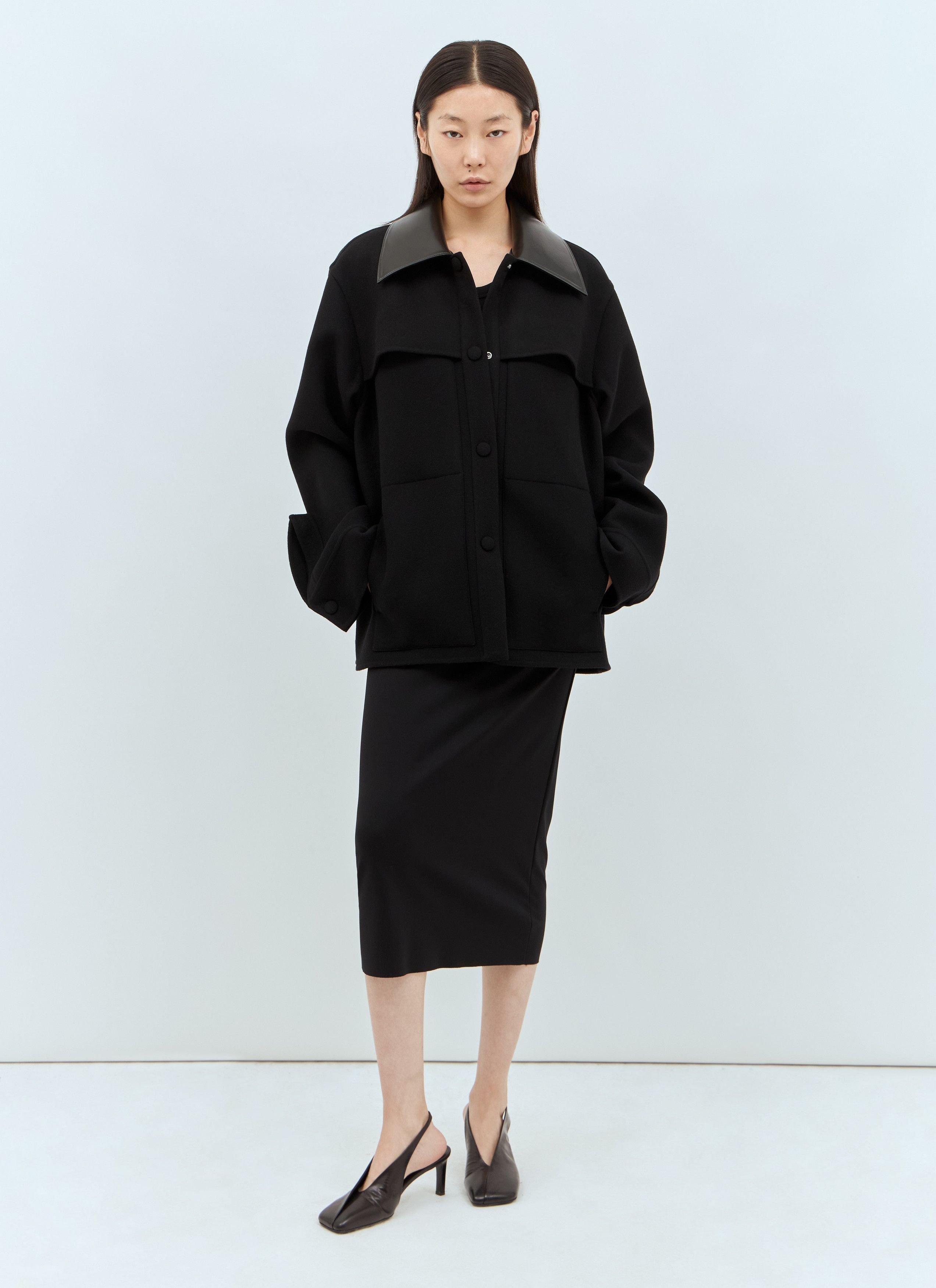 Jil Sander o1w1db10825 Wool Over Shirt in Black Size S / US 4 / IT 40 - 3 Thumbnail