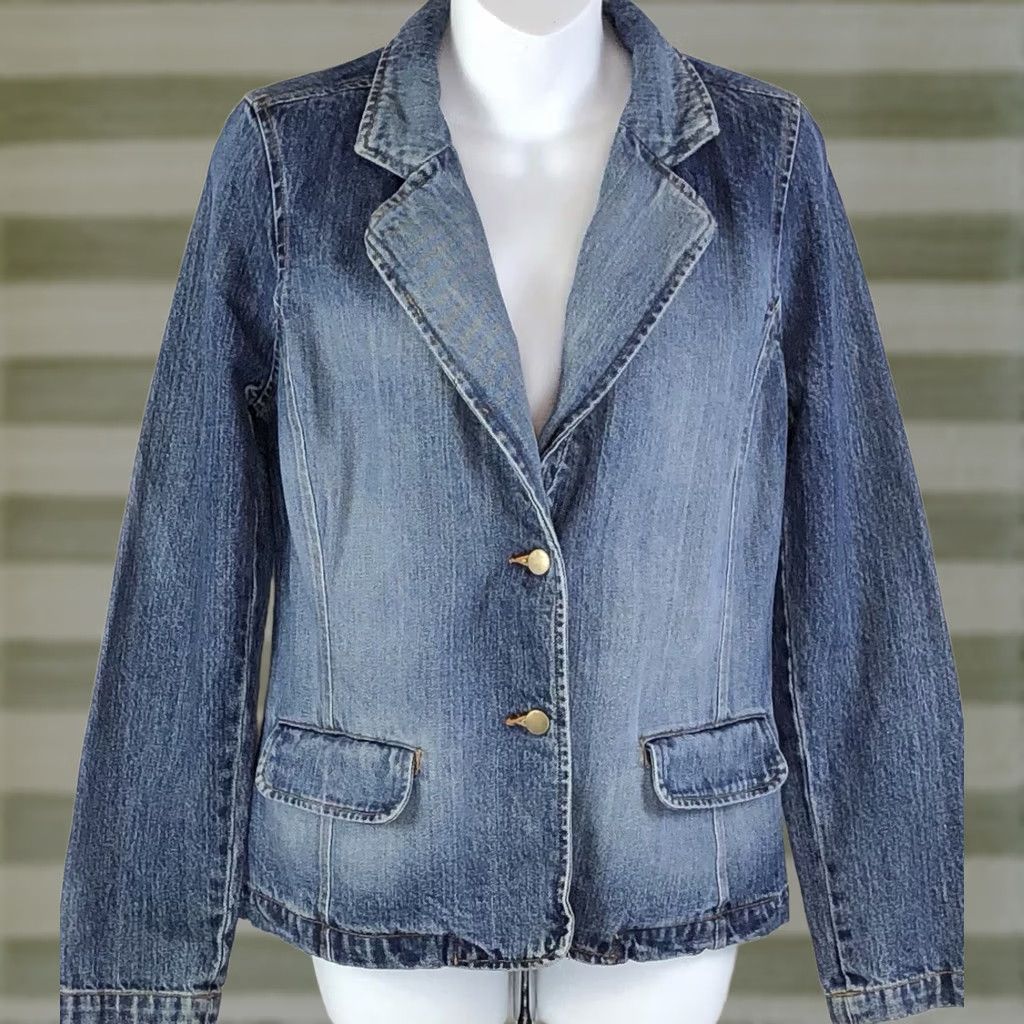 Old Navy VINTAGE Old Navy Jacket Denim Blue Jean Button Pockets Y2K Grunge Hippie Womens S Size 28" / US 6 / IT 42 - 1 Thumbnail