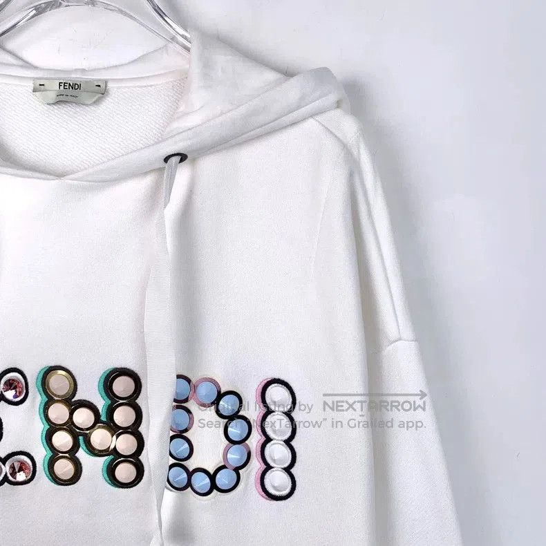 Fendi Fendi White Logo Embroidered Hoodie. Size US M / EU 48-50 / 2 - 3 Thumbnail