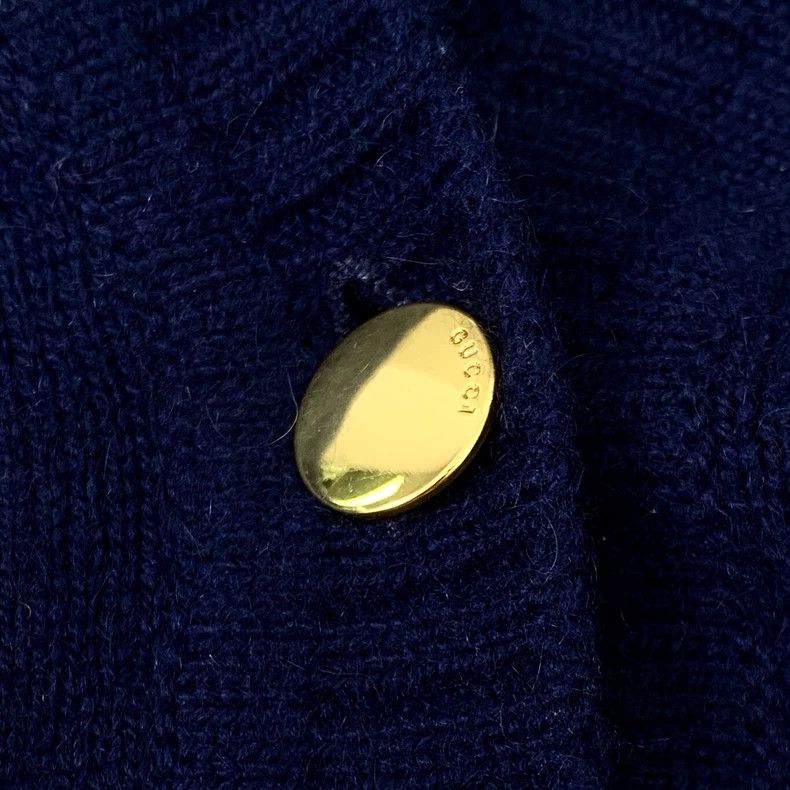 Gucci Gucci Dark blue chain cashmere V-neck single-breasted long- Size US S / EU 44-46 / 1 - 5 Thumbnail