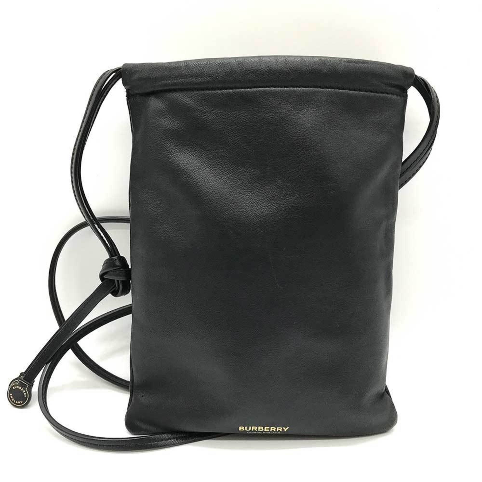 image of Burberry Pochette Shoulder Bag Black Leather Ladies, Women's