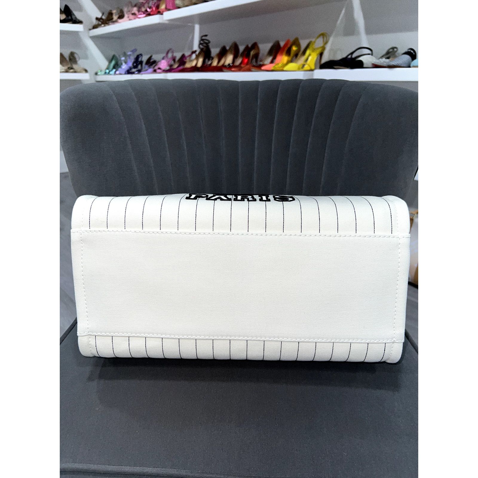 Chanel Chanel Deauville Ecru Stripe Large Shopping 30cm Tote Bag Size ONE SIZE - 10 Thumbnail