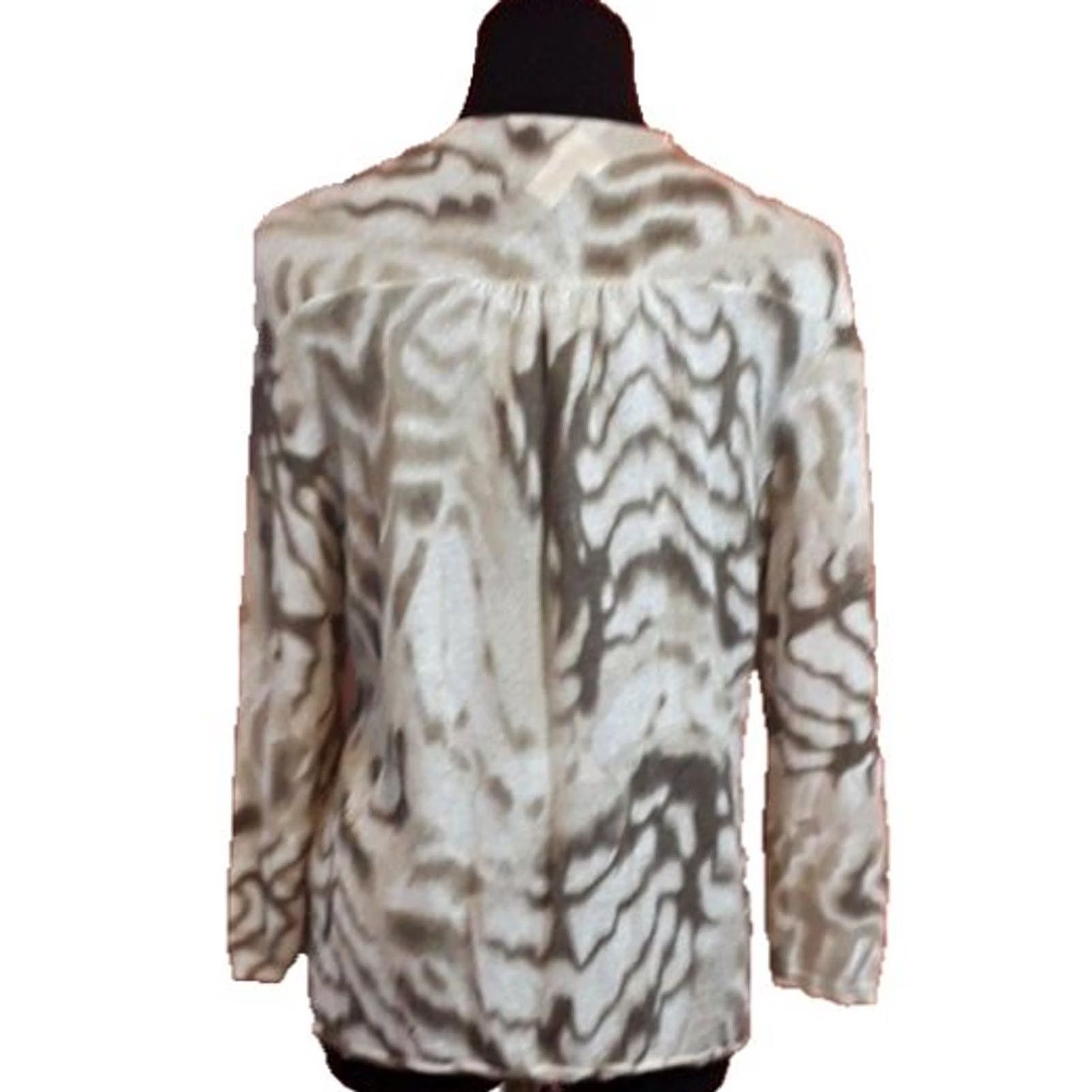Vintage Chicos Cardigan Large Beige Abstract Asymmetric Wearable Art Coastal Womens Size L / US 10 / IT 46 - 4 Thumbnail