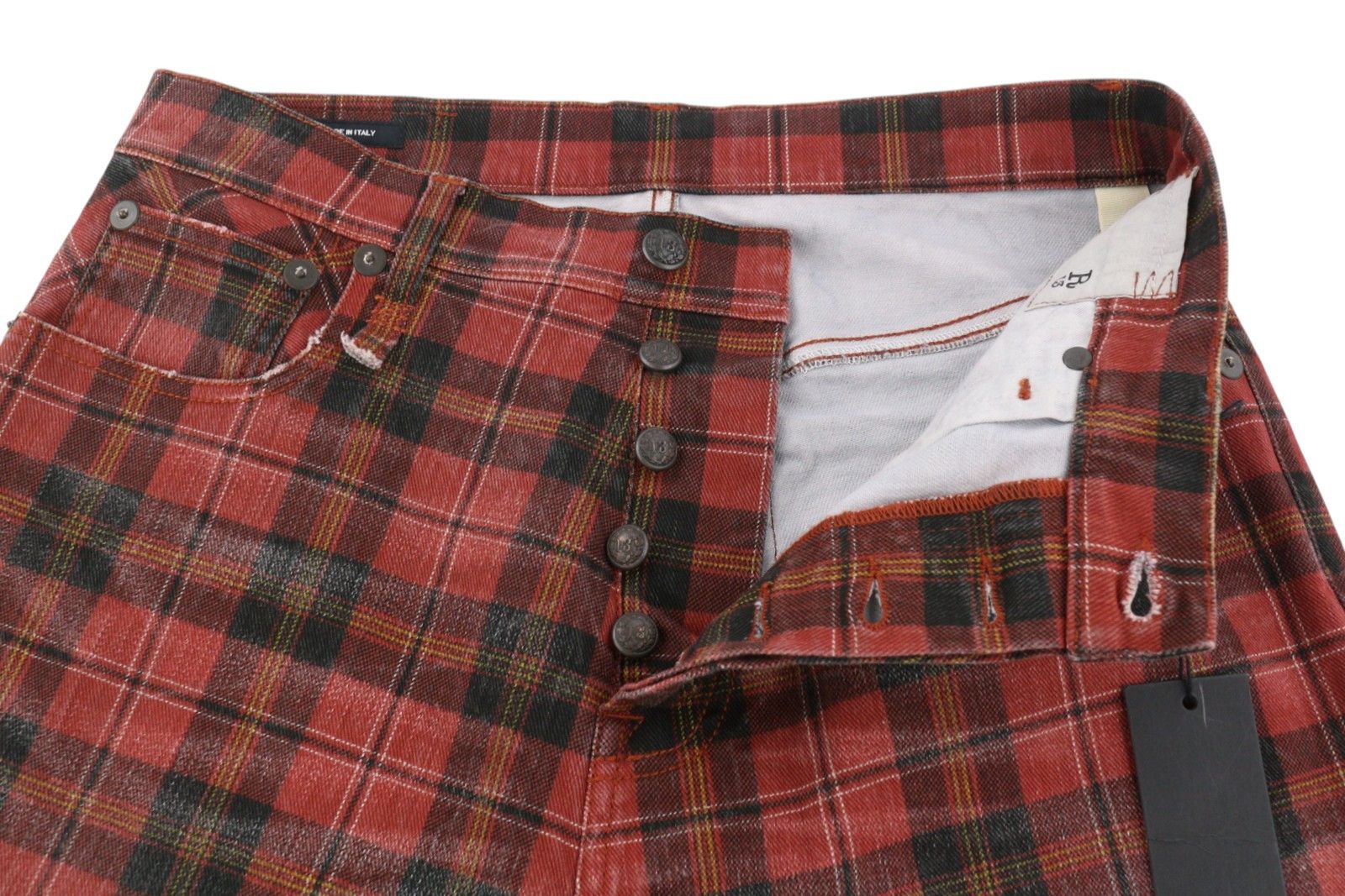 R13 TAILORED DROP 27 Ash Red Plaid Ankle Relaxed Fit 85769 Size 27" / US 4 / IT 40 - 5 Thumbnail