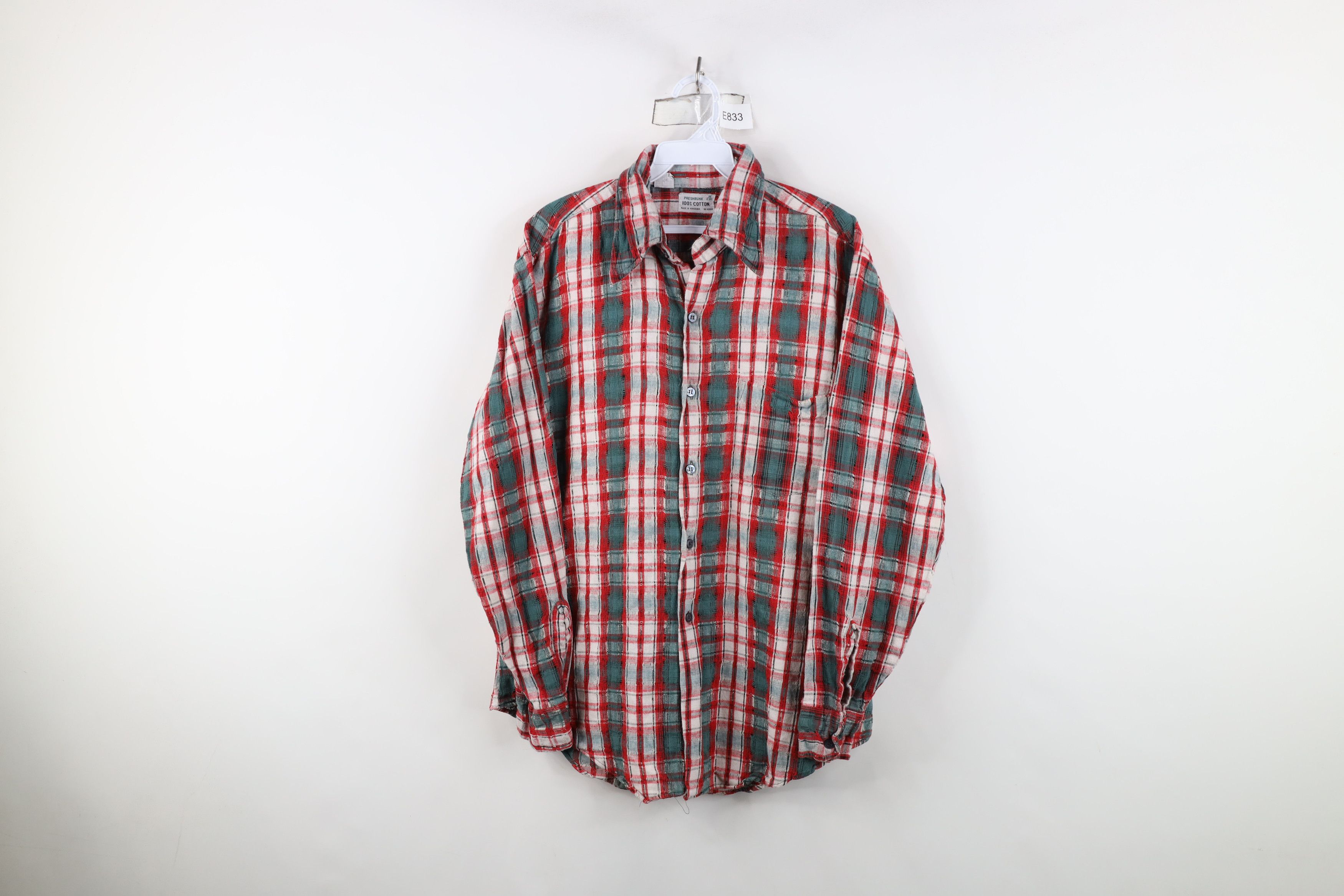 Vintage Vintage 70s Streetwear Gauzy Cotton Flannel Button Shirt Size US M / EU 48-50 / 2 - 1 Thumbnail