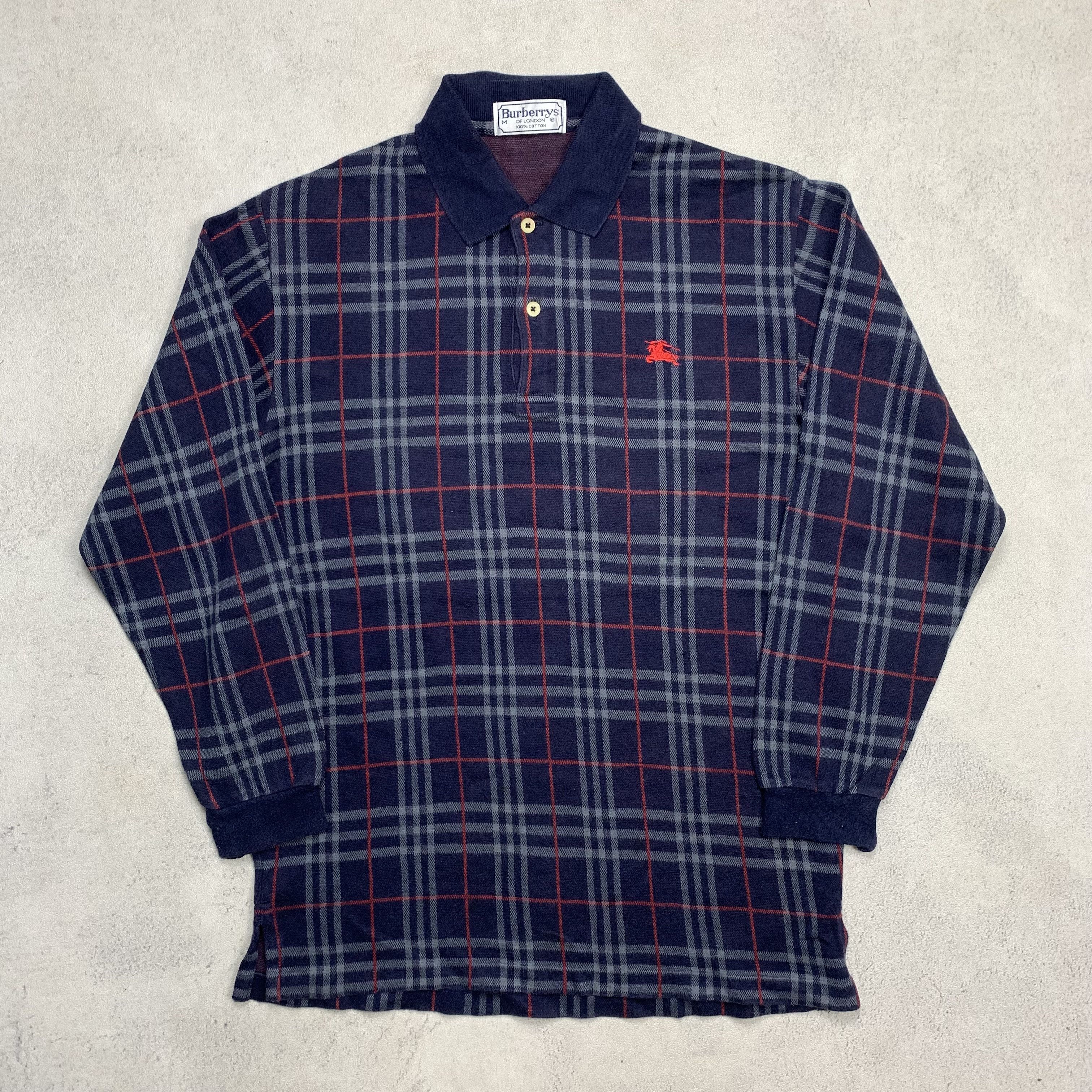 Burberry Vintage Burberry Longsleeve Polo Shirt Size US M / EU 48-50 / 2 - 1 Thumbnail