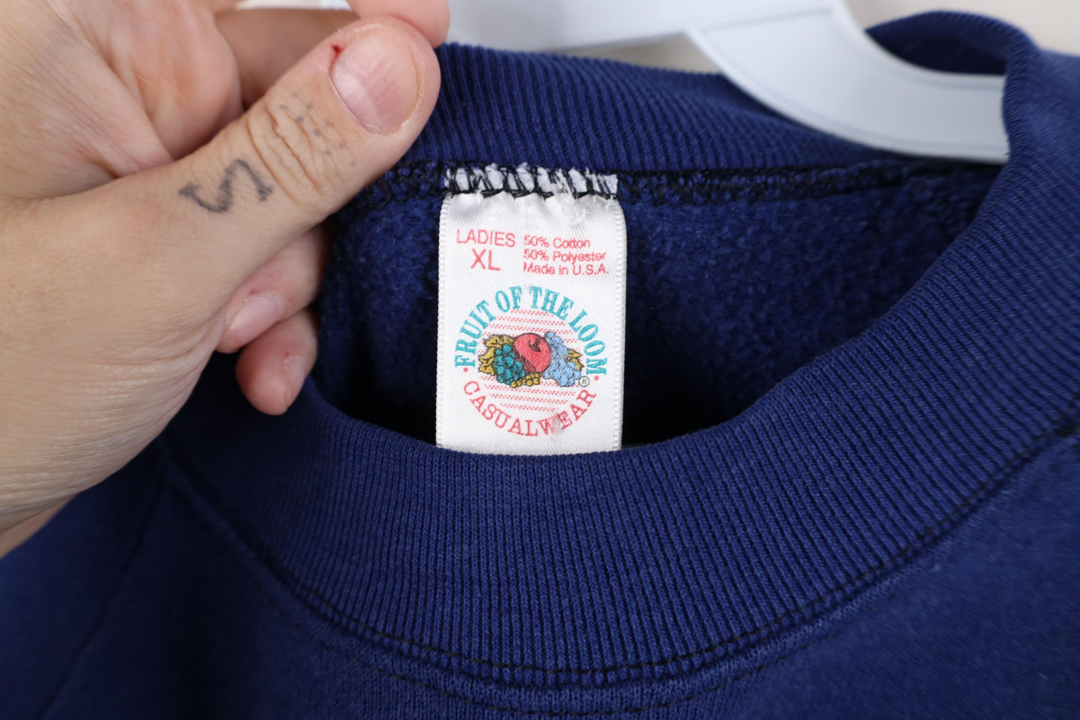 Vintage Vintage 90s Streetwear Blank Crewneck Sweatshirt Blue USA Size XL / US 12-14 / IT 48-50 - 9 Thumbnail